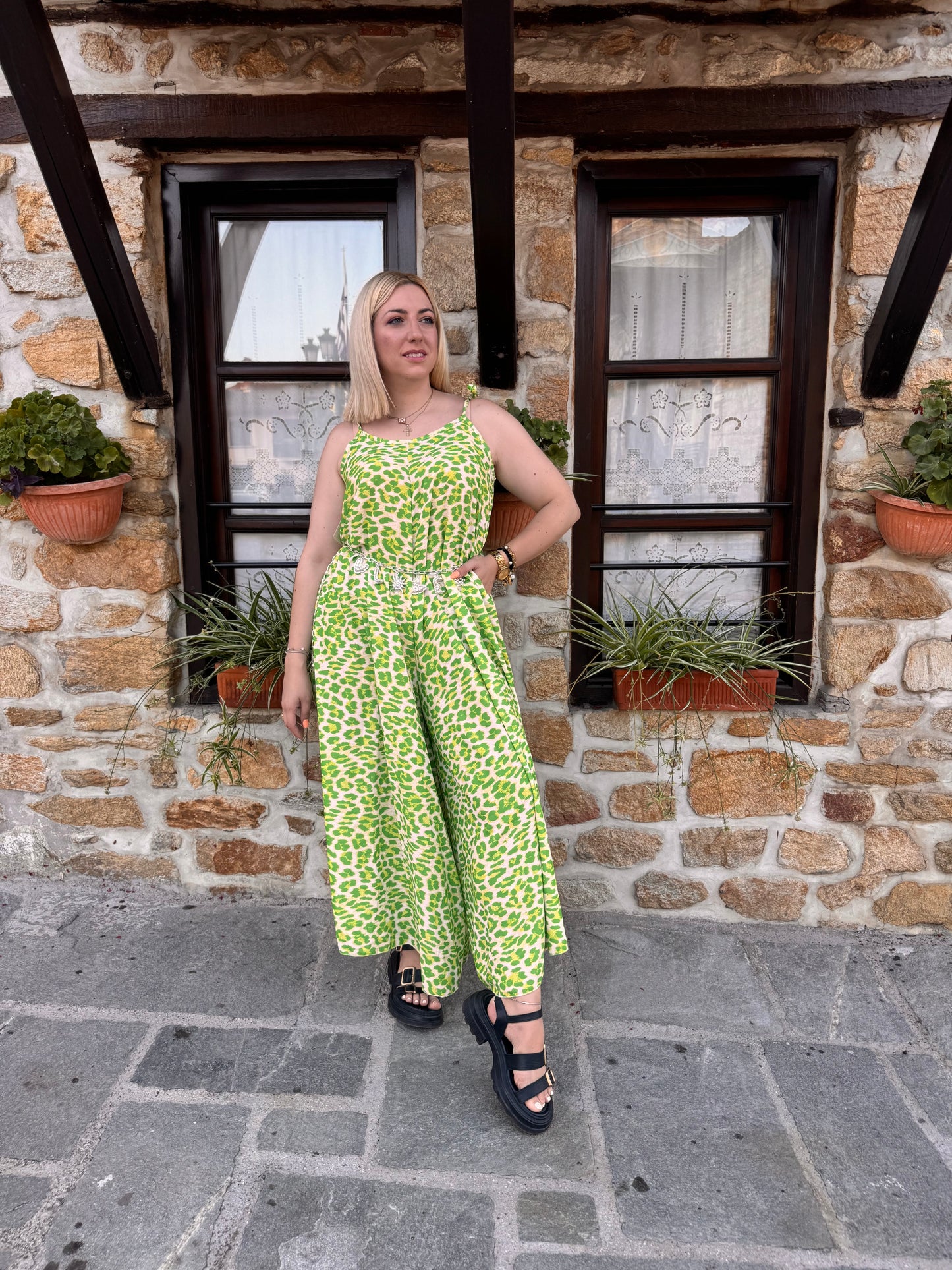 Neon Leopard Jumpsuit Green