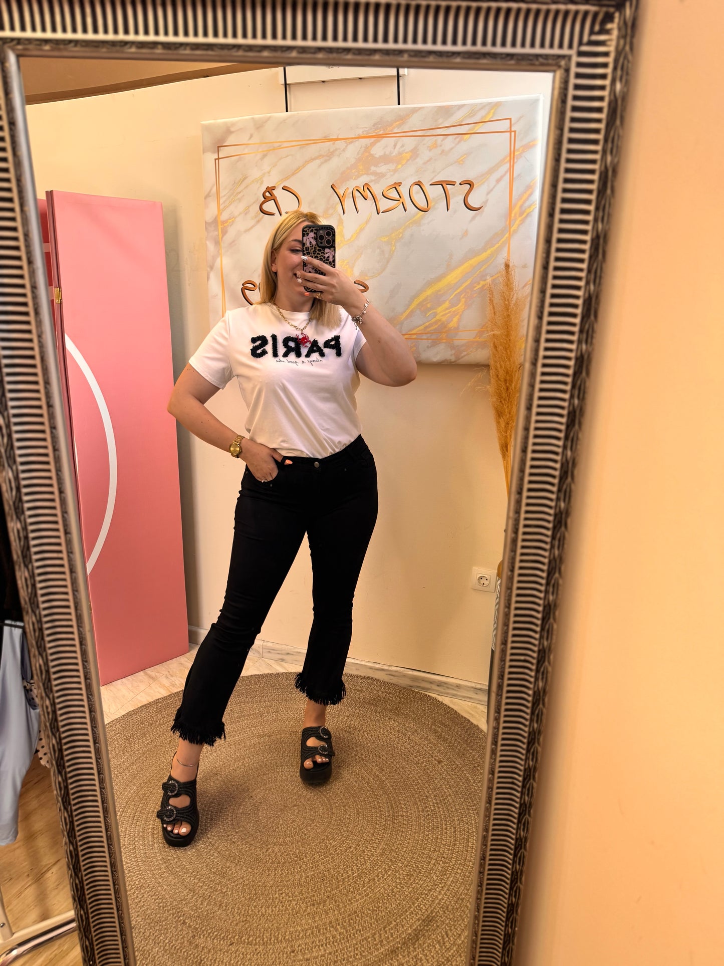 Elina Black Elastic Pant