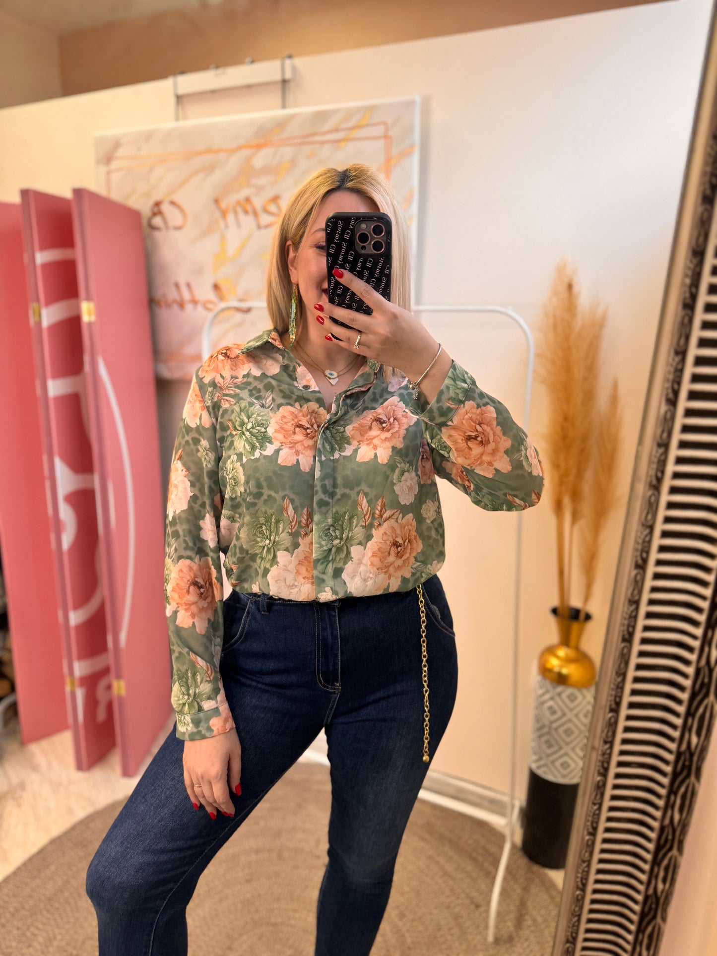 Leopard and Flowers Green