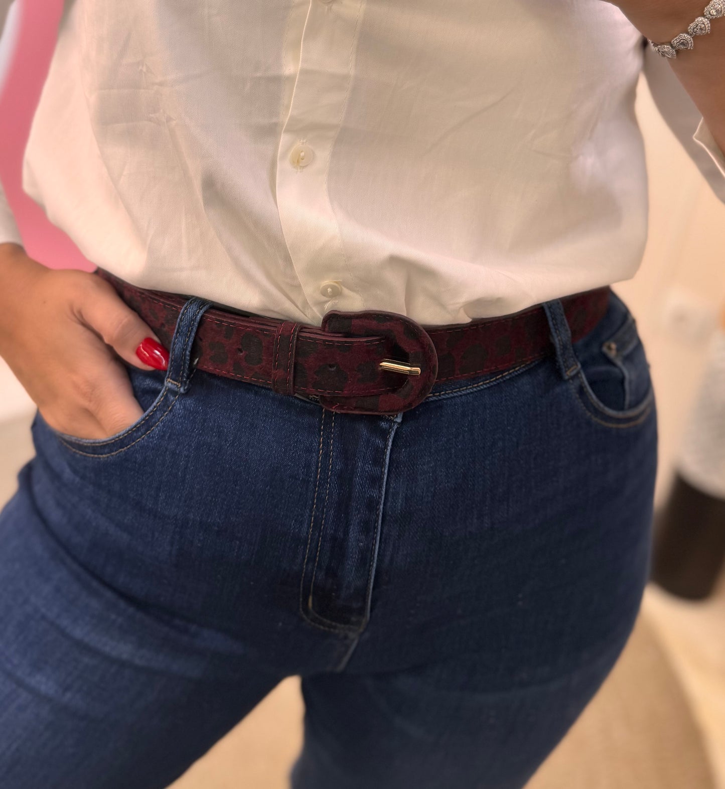 Animal Pony Skin Belt Bordeaux