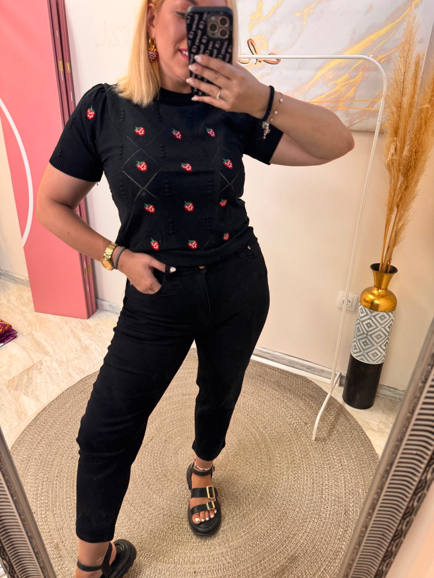 Katie Mom Fit Black Jean