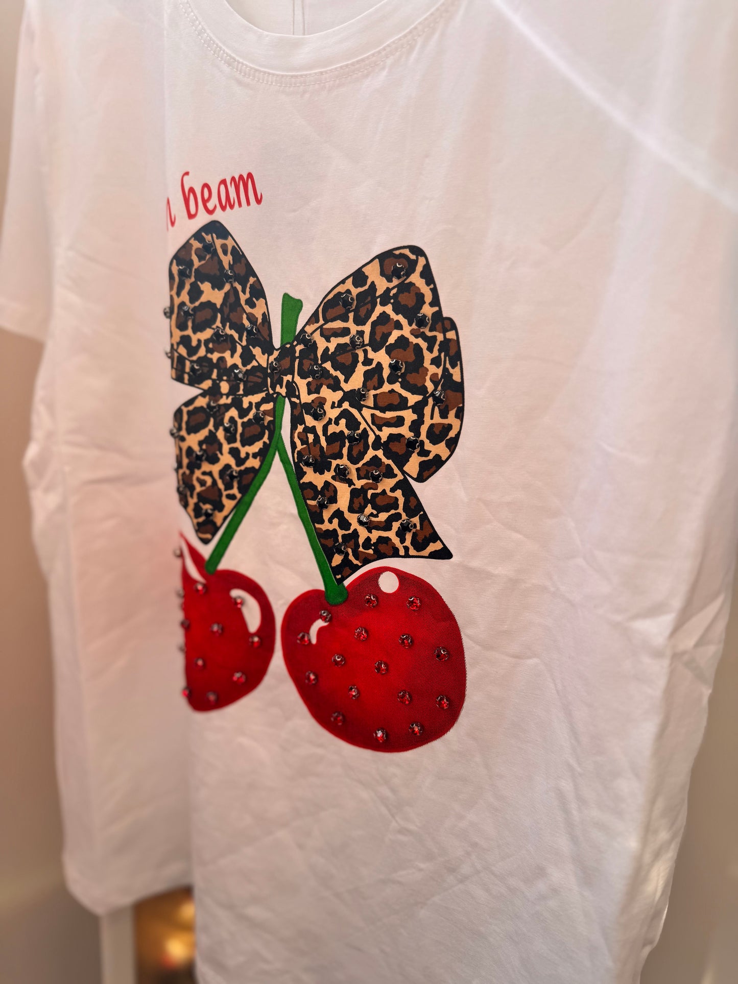 Cherry and Leopard Bow T-Shirt