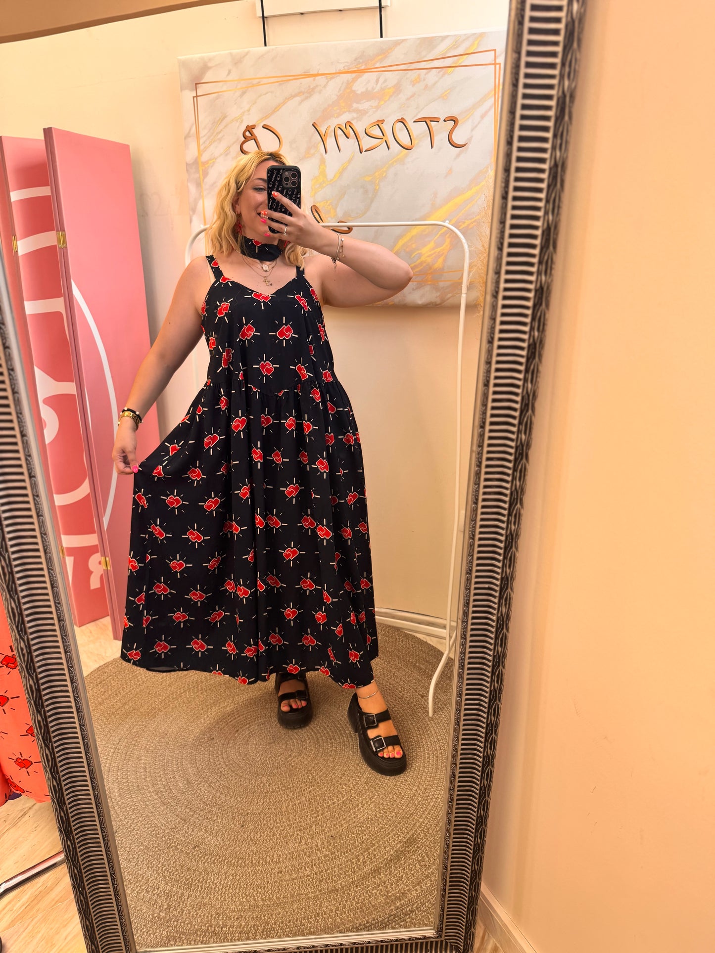 Pixel Heart MIDI Dress