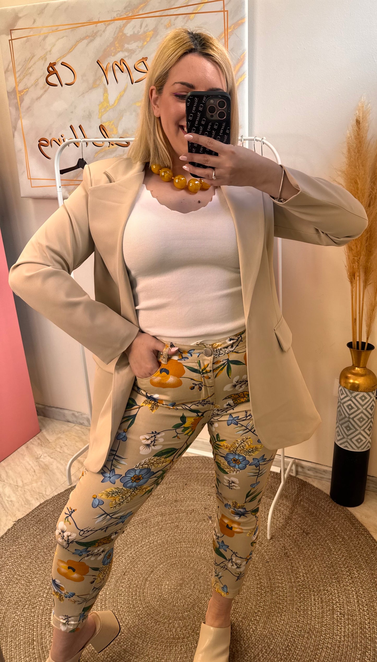 Floral Beige-Plus Size Pant