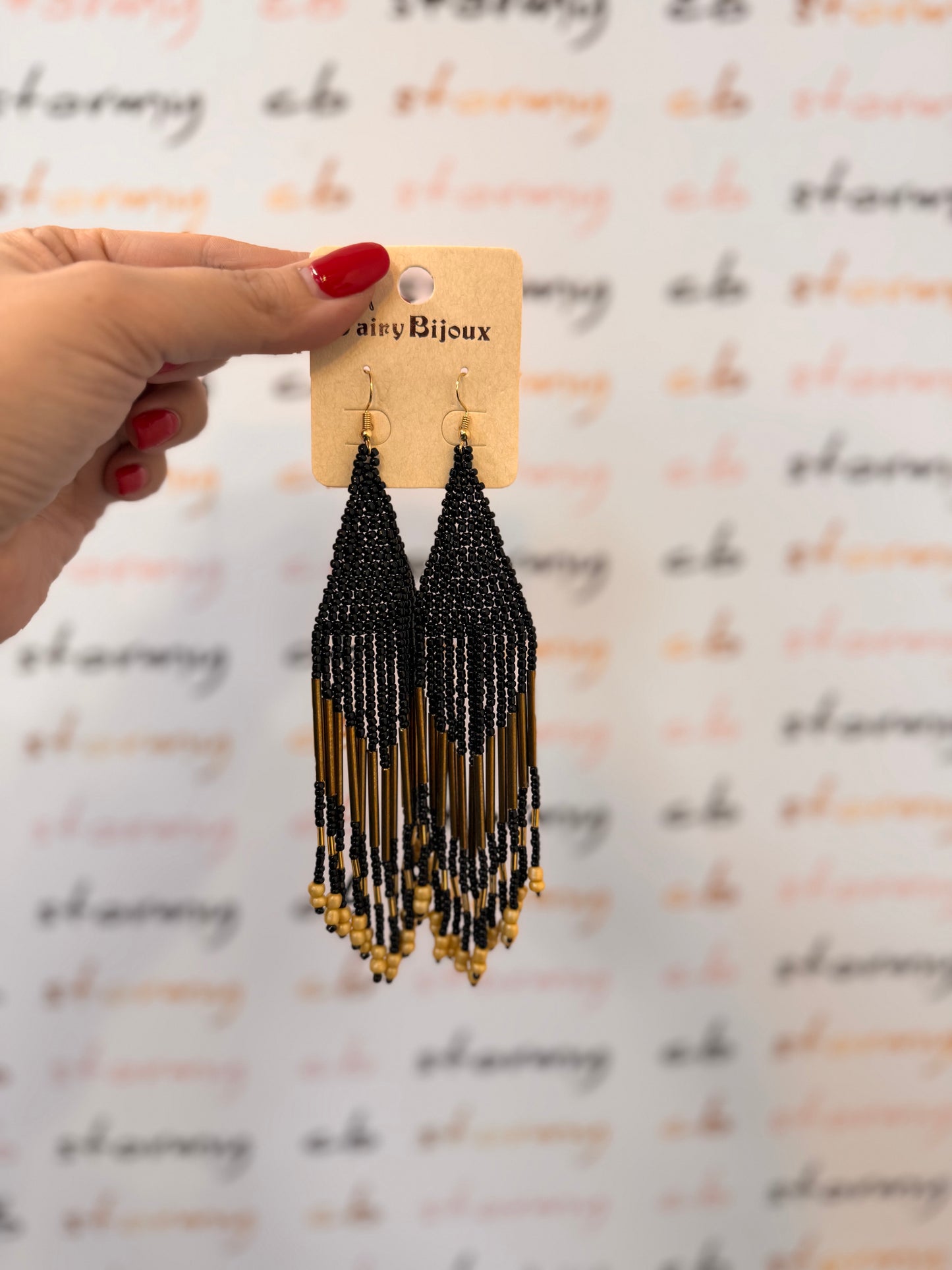 Boho Earrings Black Large