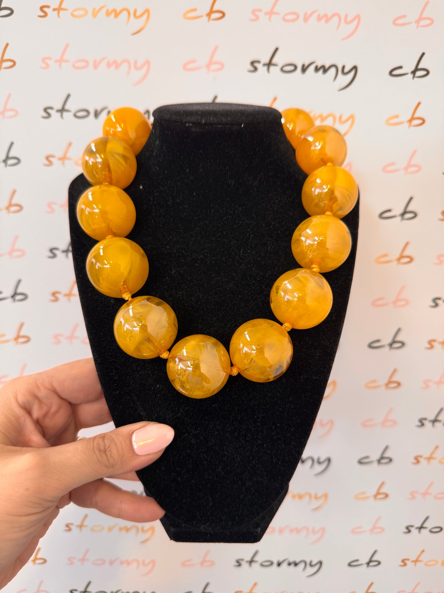 Balls Necklace-Beige Mustard