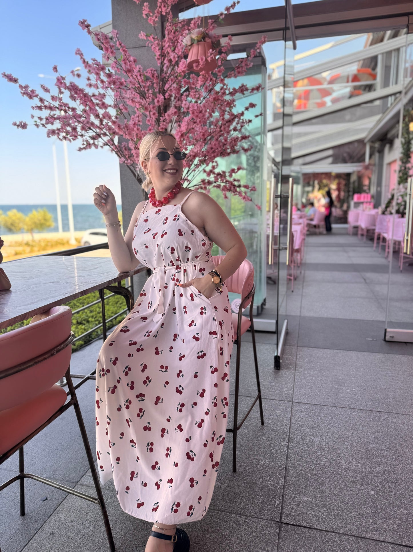 Cherry 🍒 white maxi dress