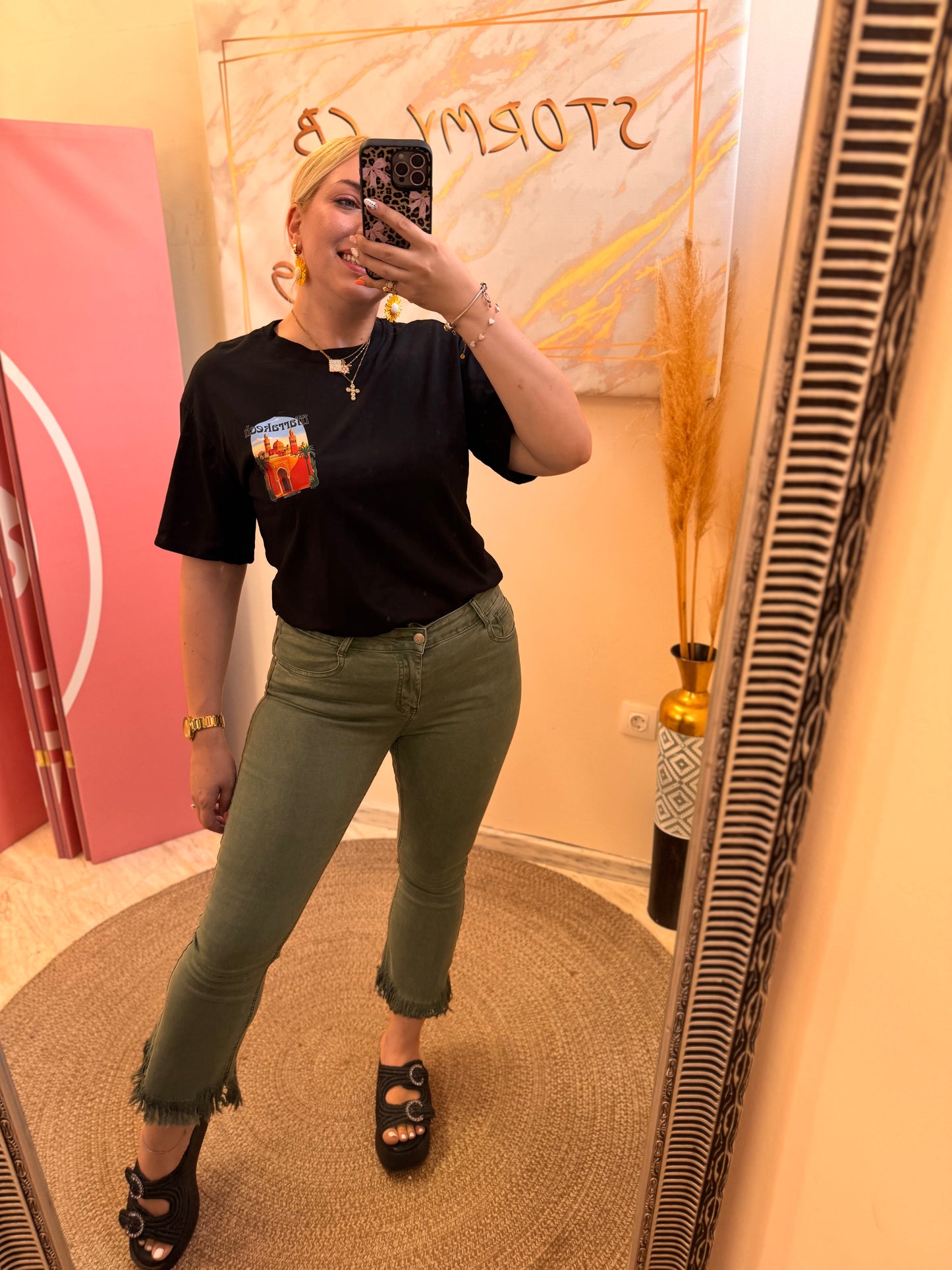 Elina Khaki Elastic Pant