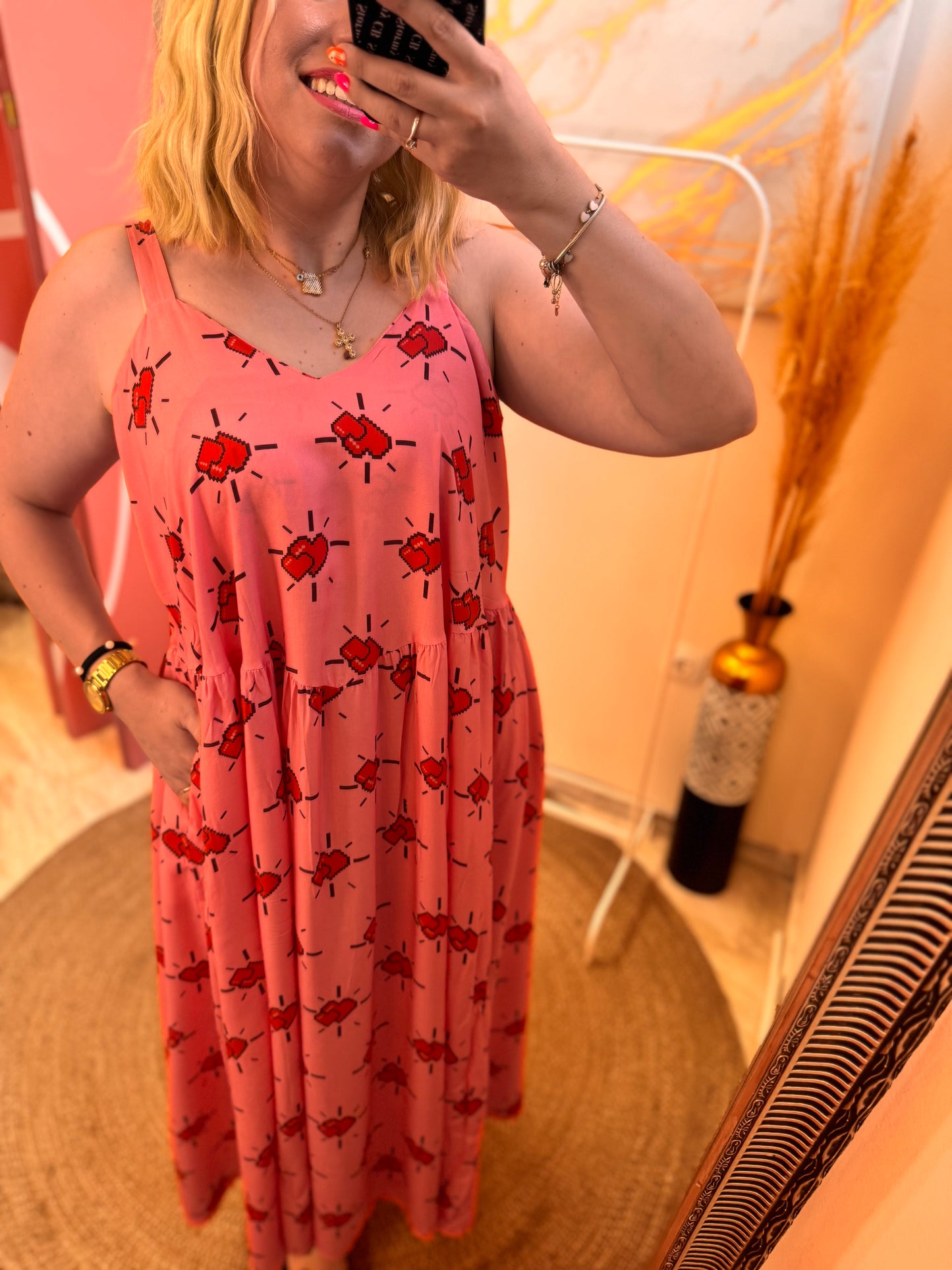 Pixel Heart MIDI Dress