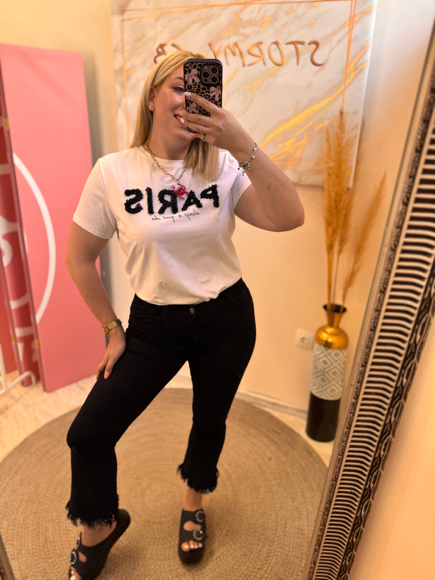 Elina Black Elastic Pant
