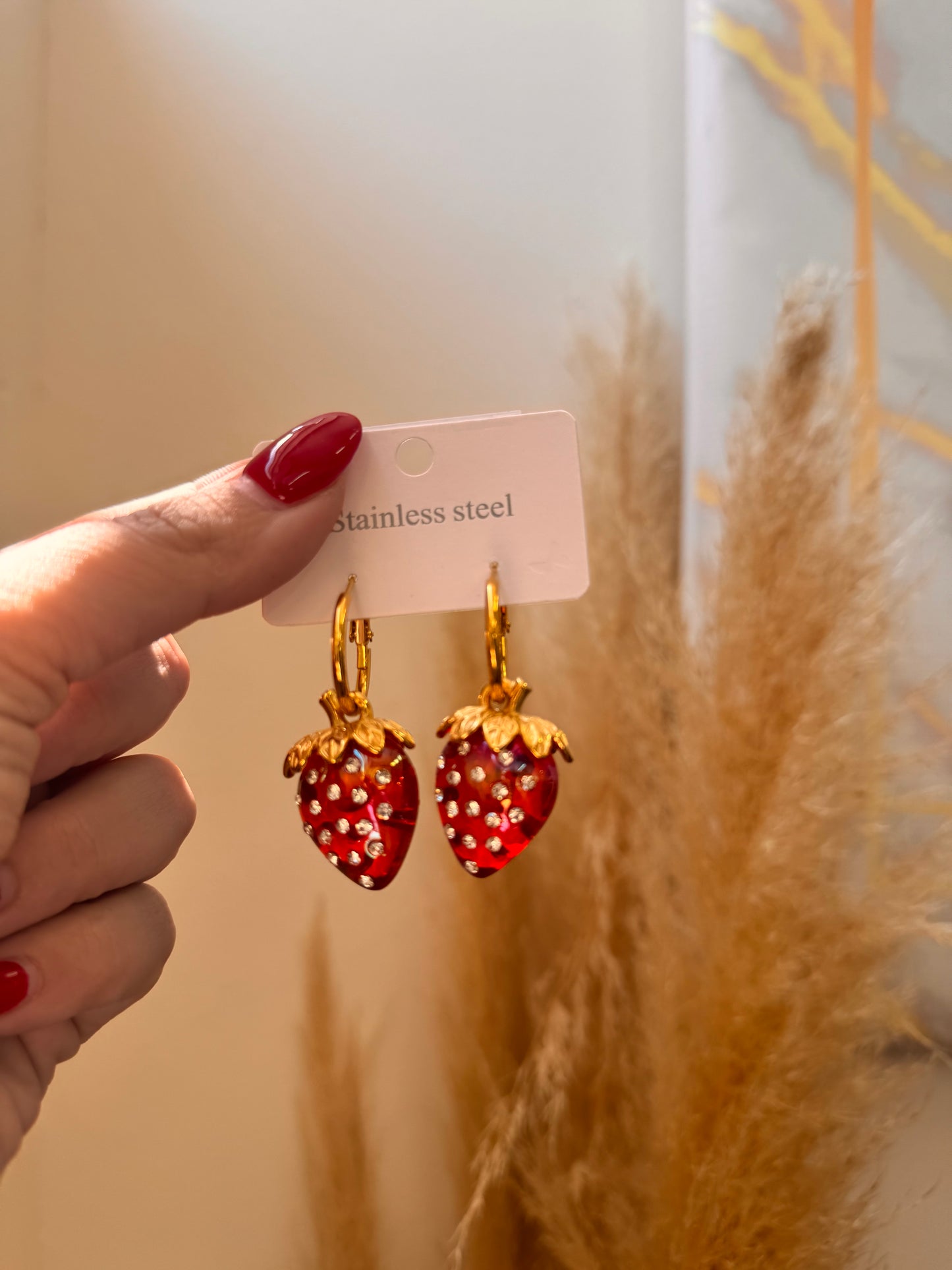Strawberry Hoops Strass Earrings