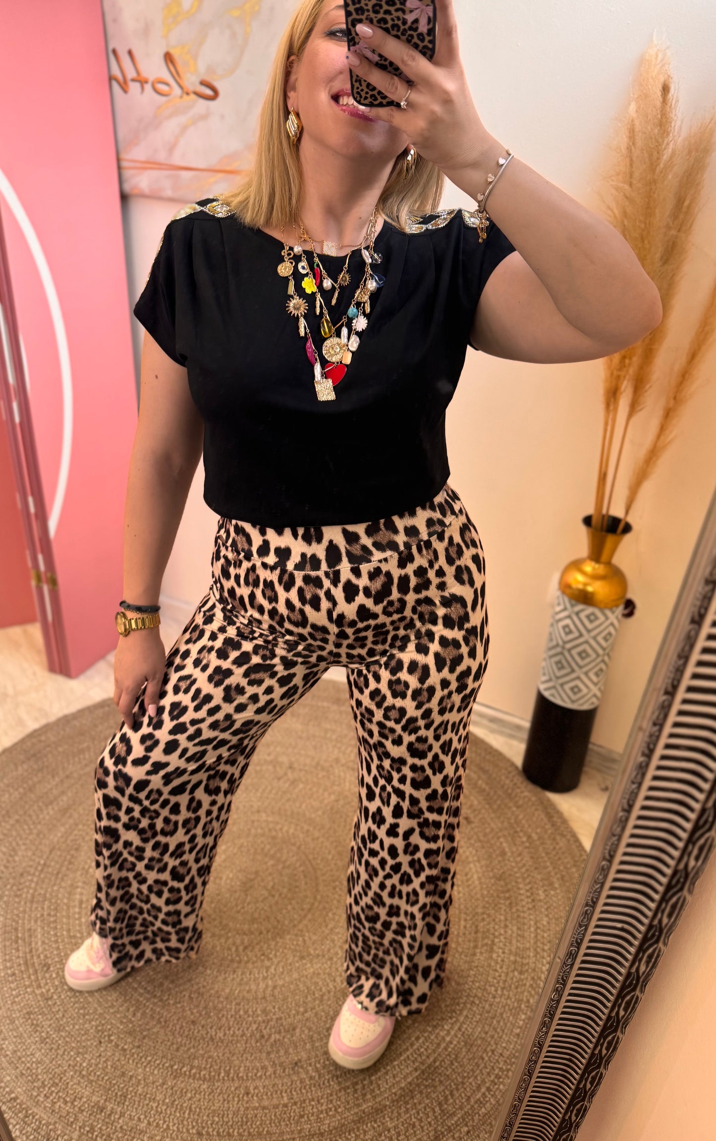 Leopard 🐆 beige elastic pant