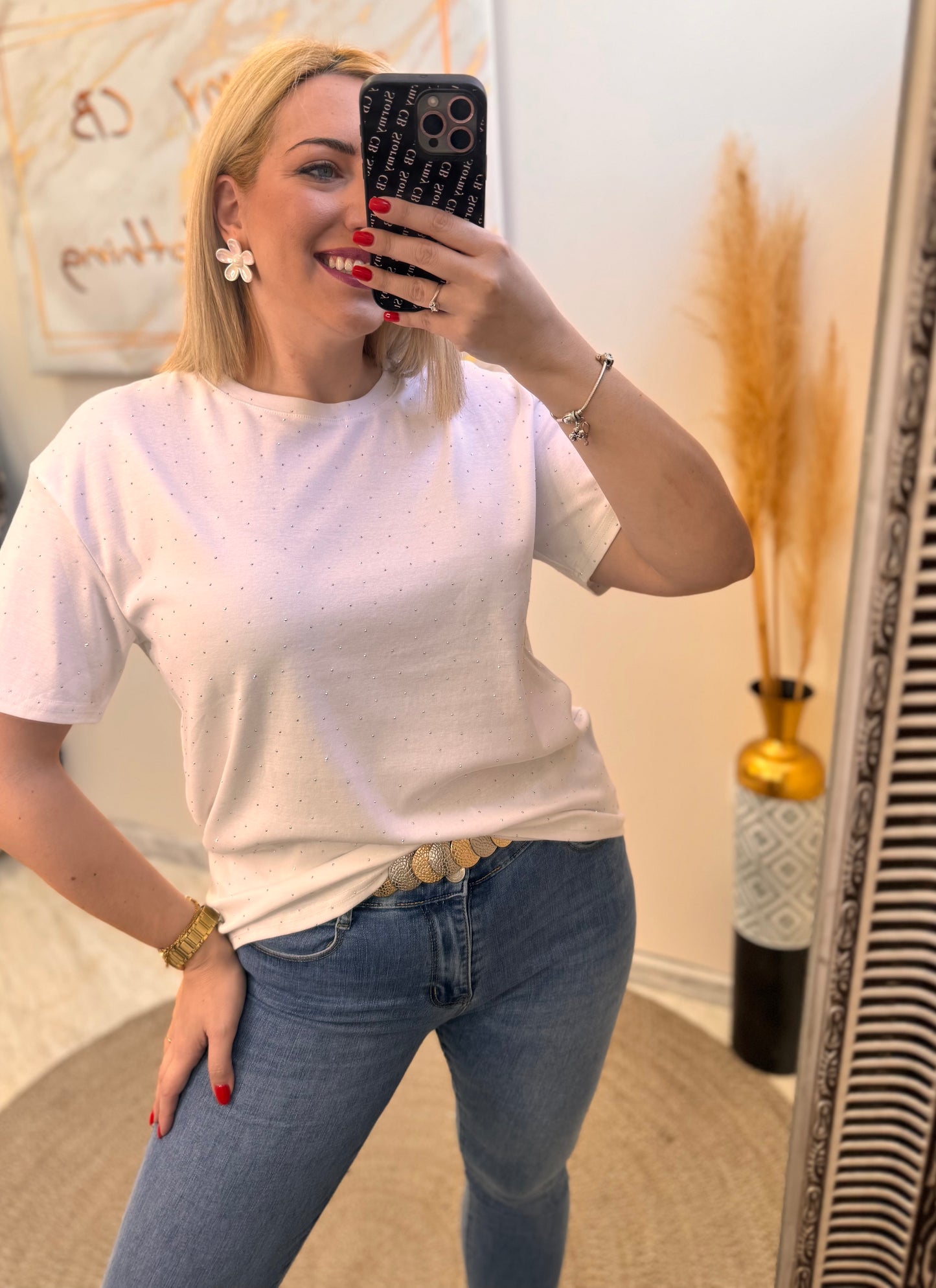 White Allover Strass T-shirt