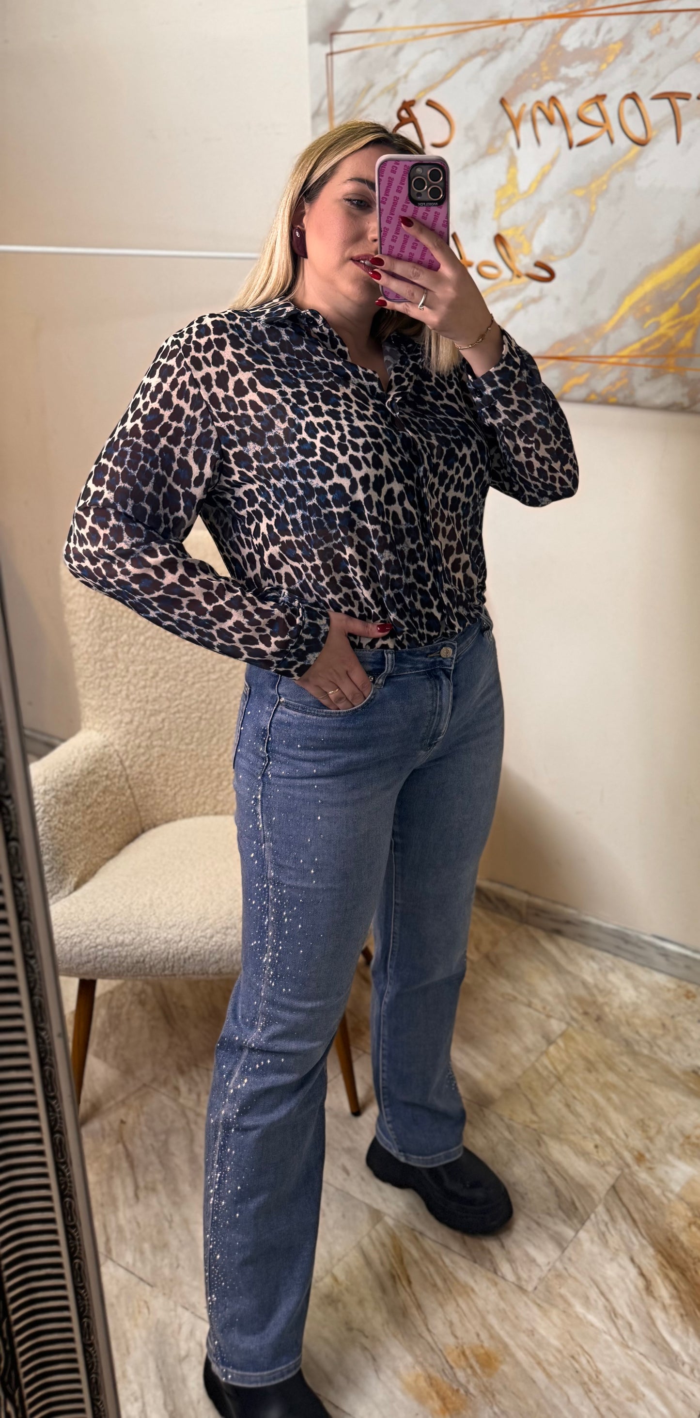 Sandy Wide Leg Strass Jean