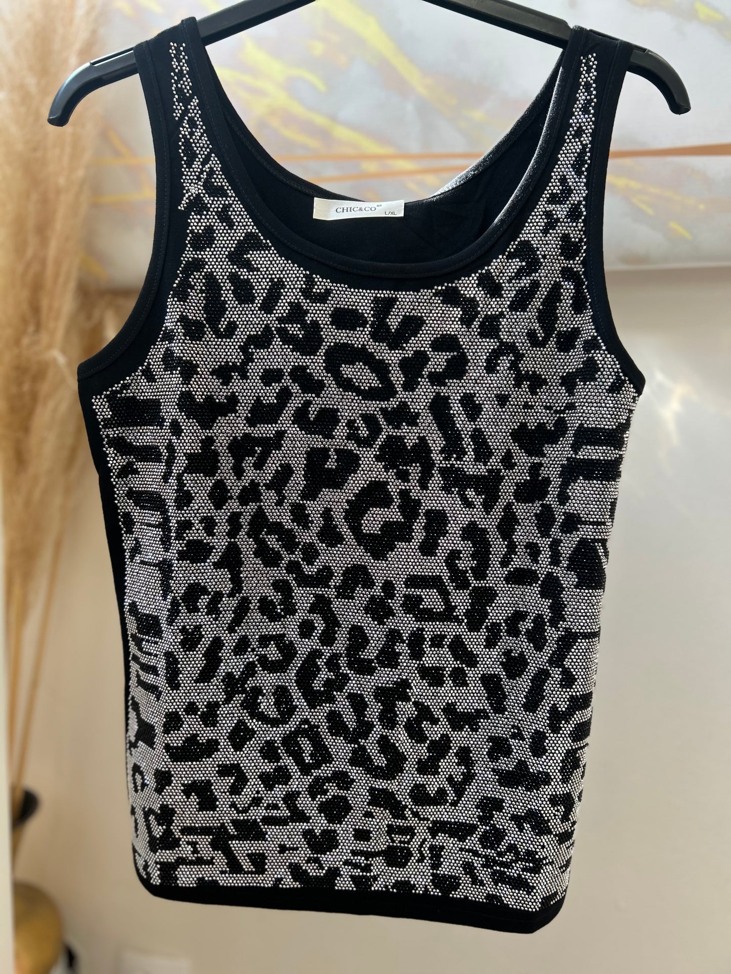 Leopard Strass Top