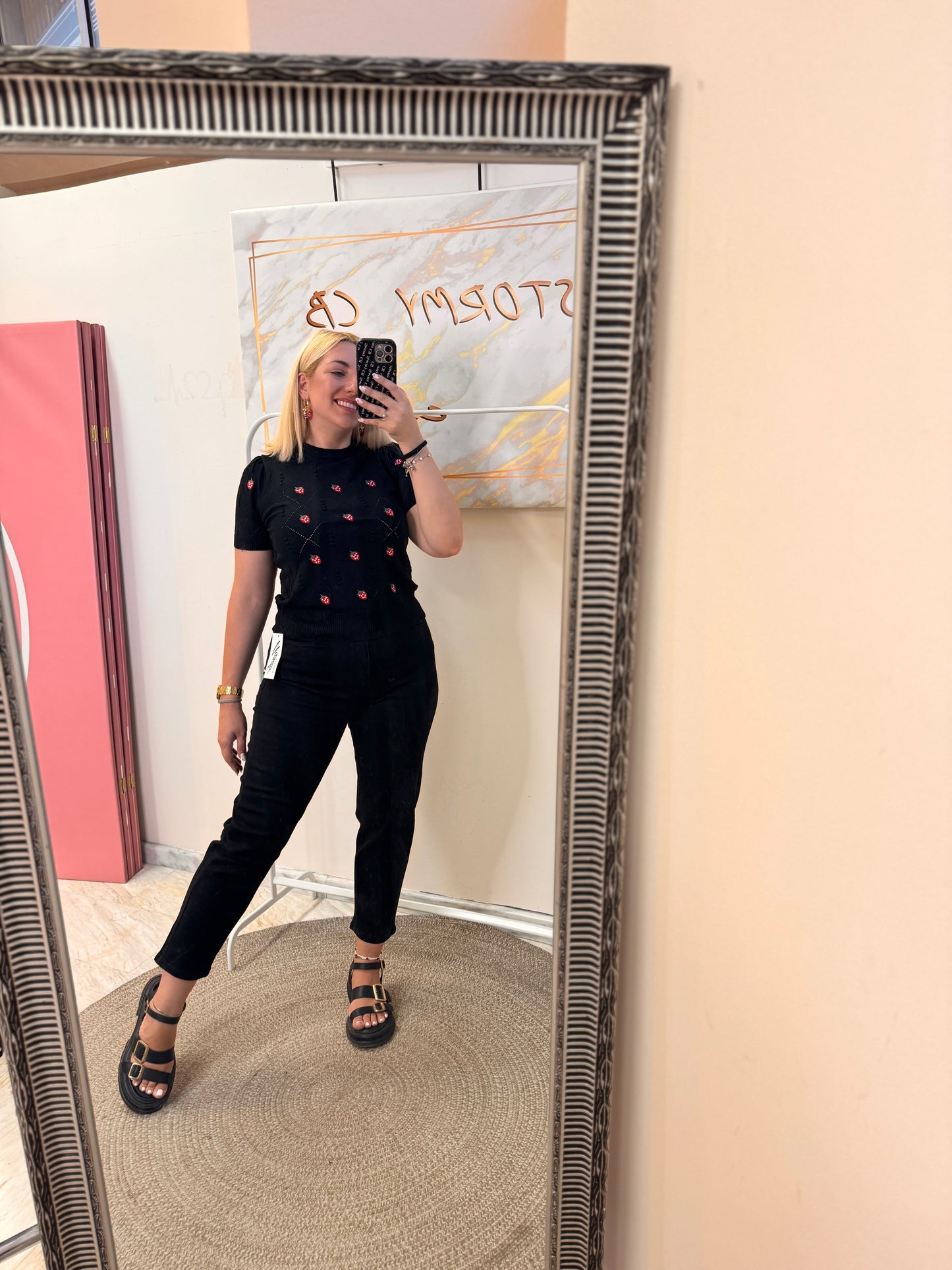 Katie Mom Fit Black Jean