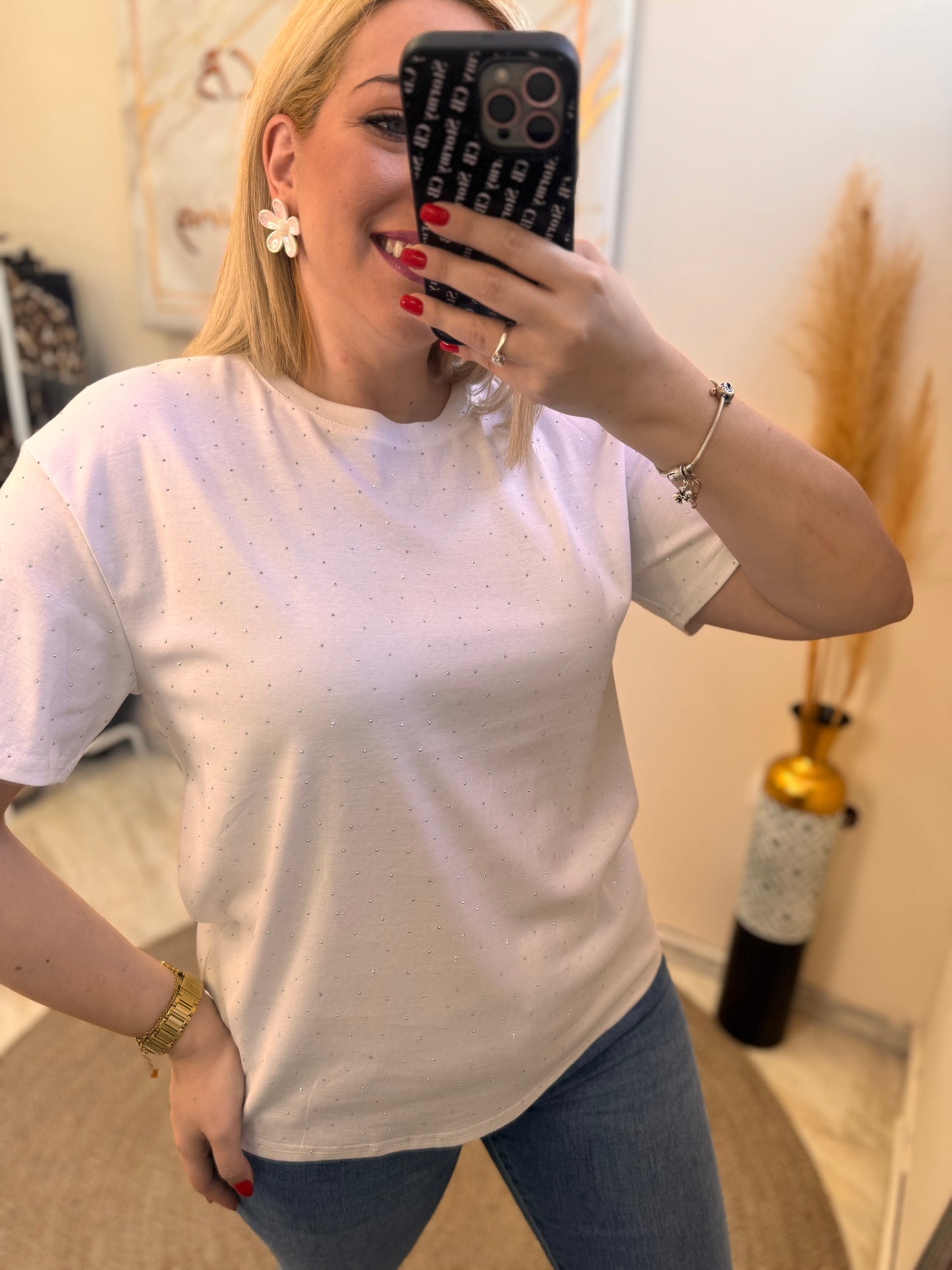 White Allover Strass T-shirt