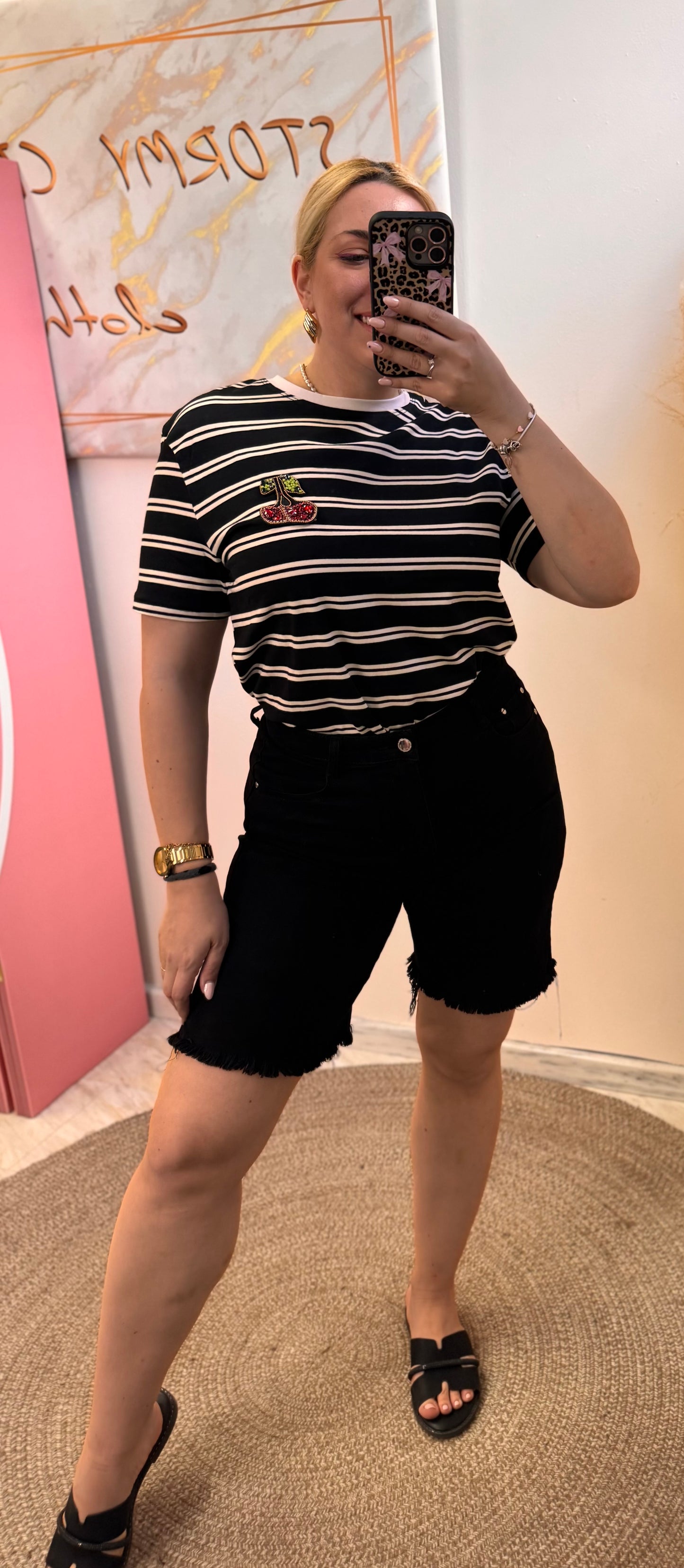 Evita Βερμούδα Black Has Plus Size