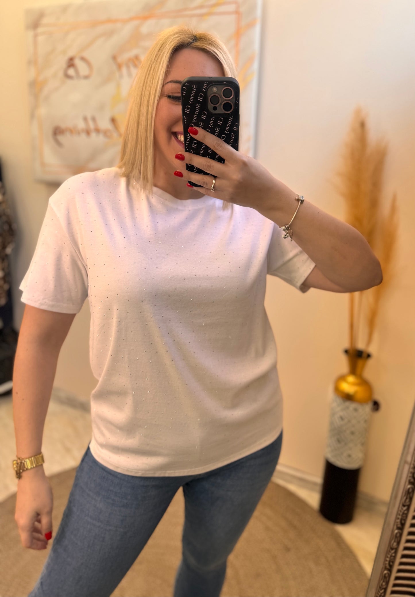 White Allover Strass T-shirt