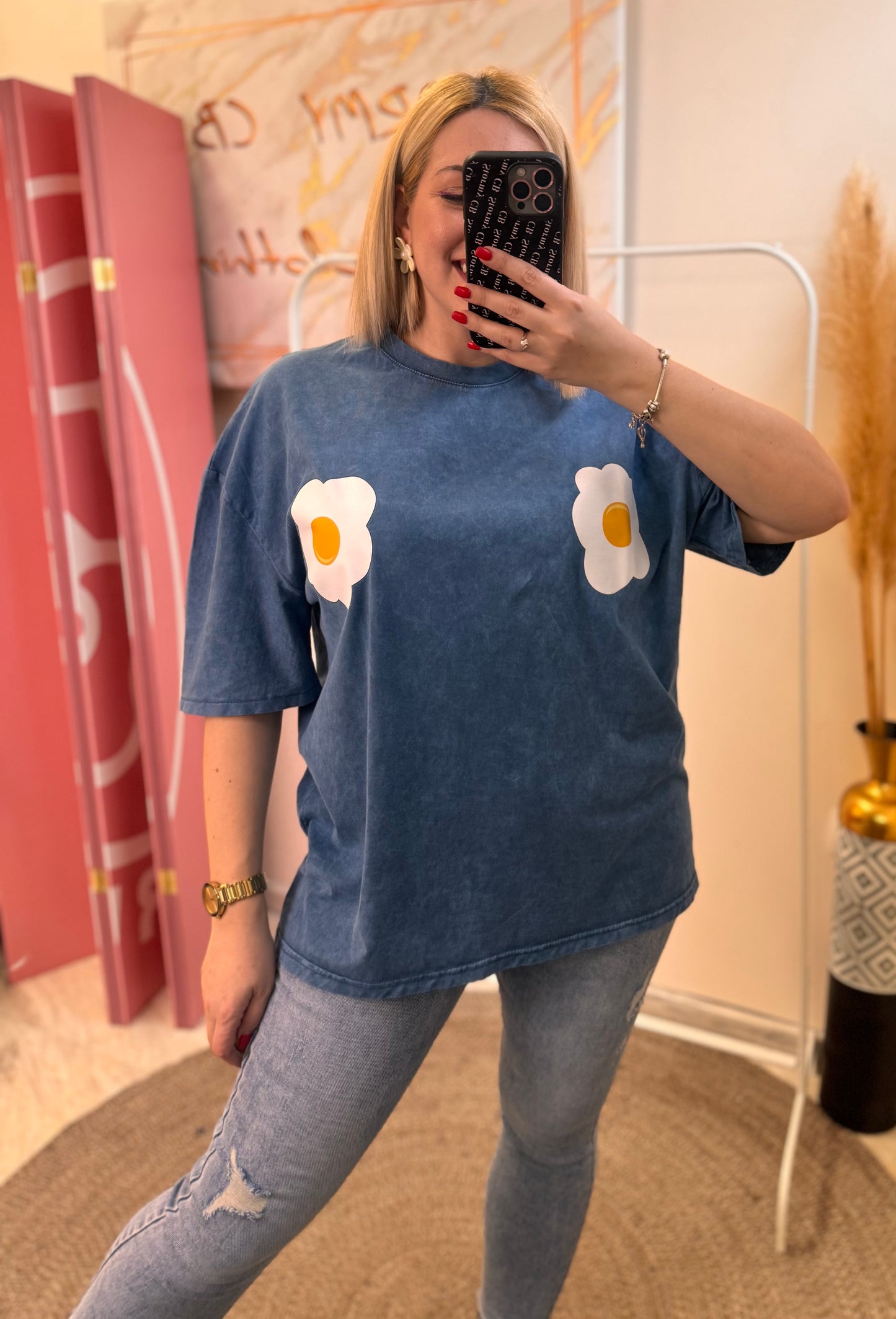 Eggs 🍳 Blue Oversized T-shirt