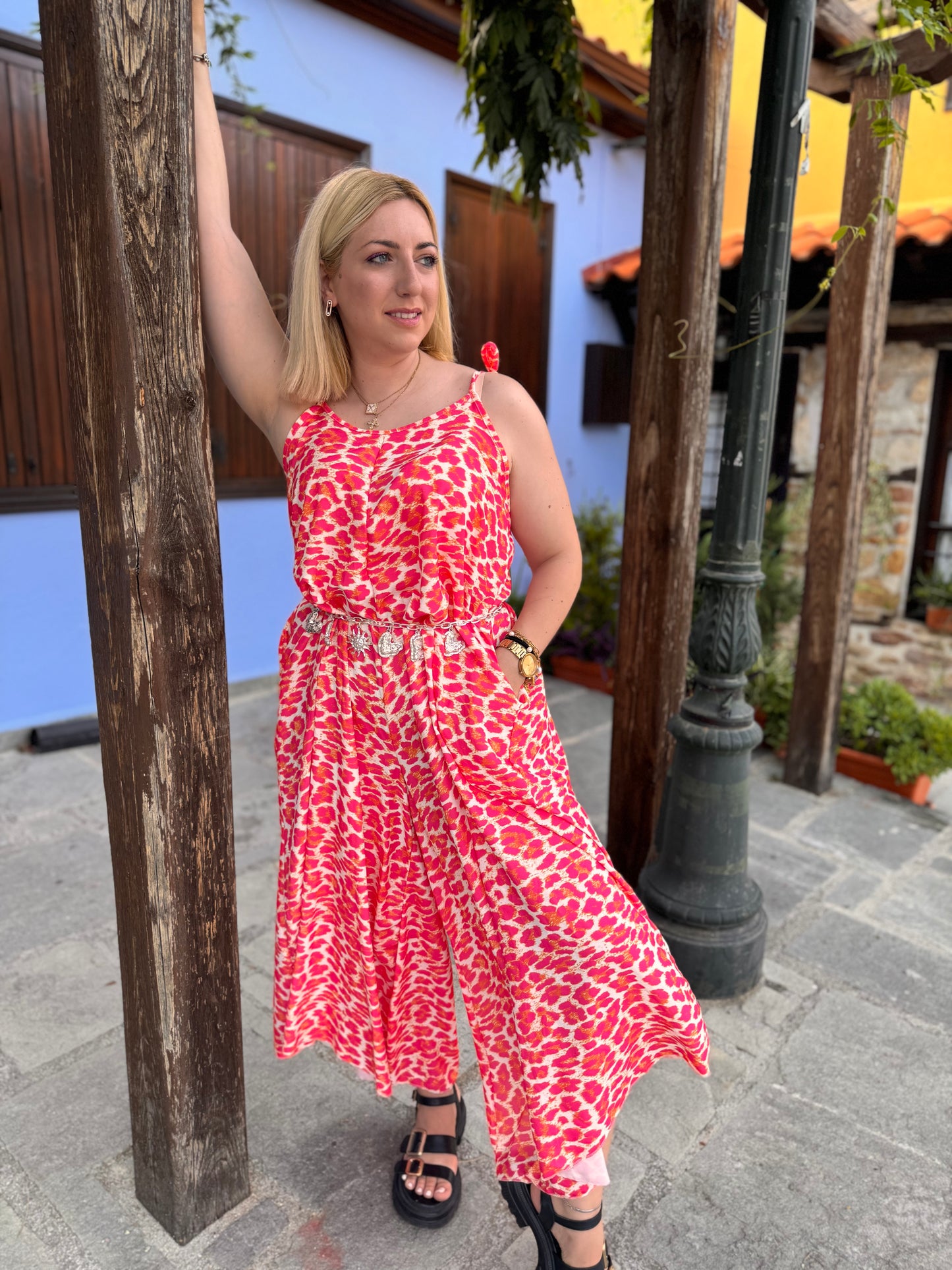 Neon Leopard Jumpsuit Bubblegum