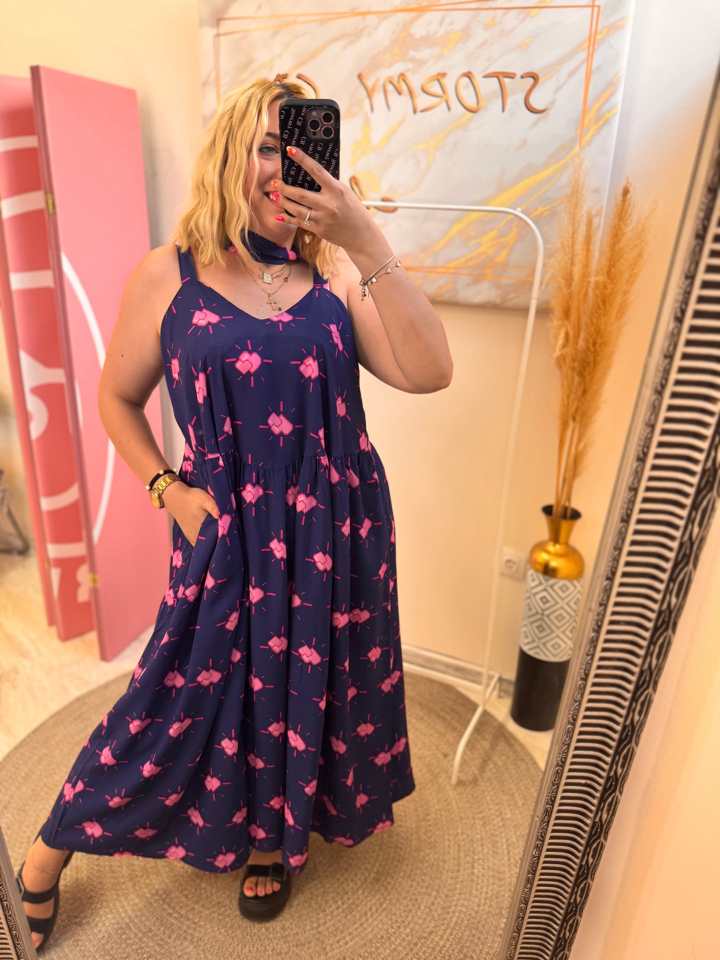 Pixel Heart MIDI Dress