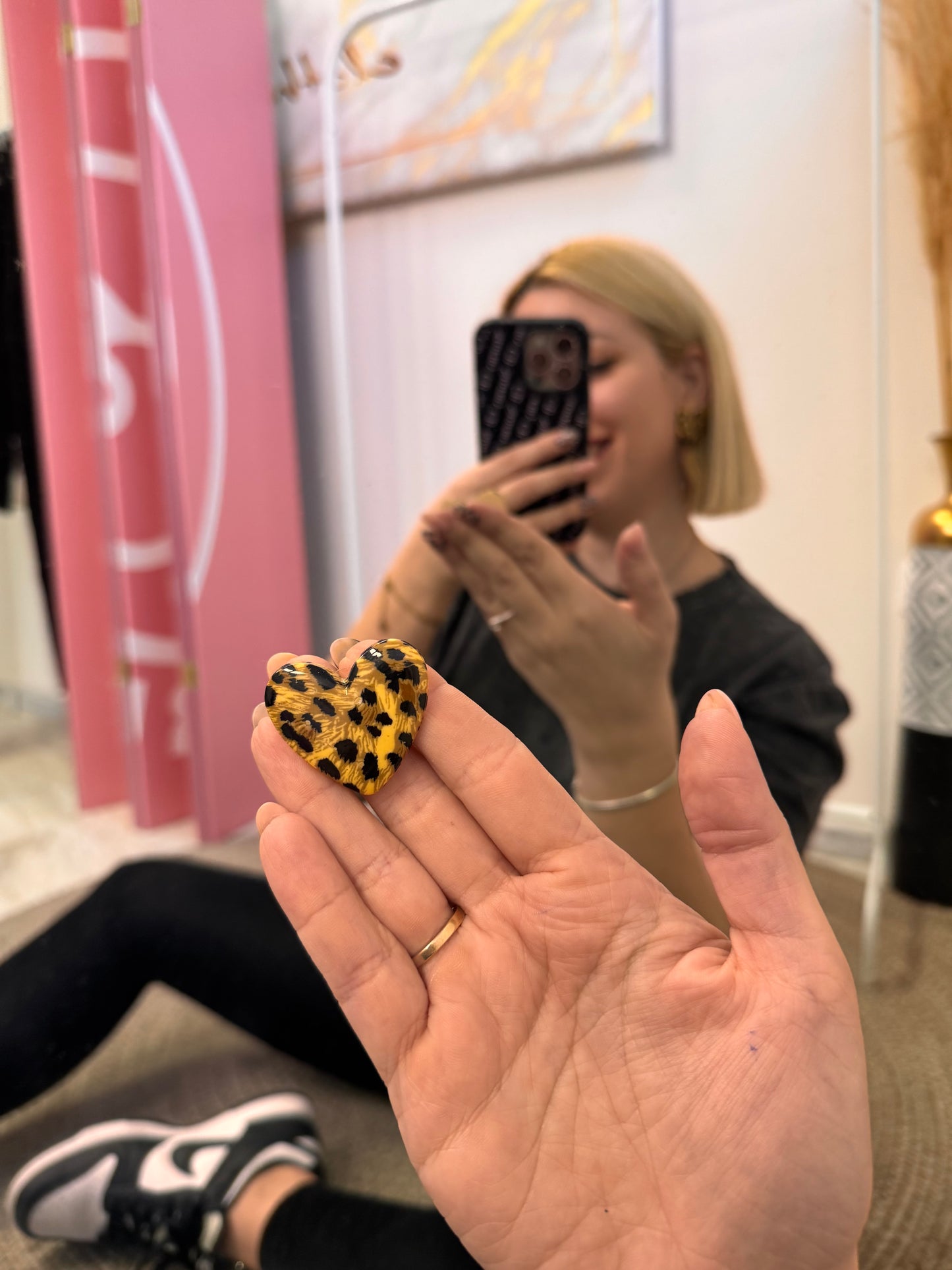 Leopard Heart Earrings