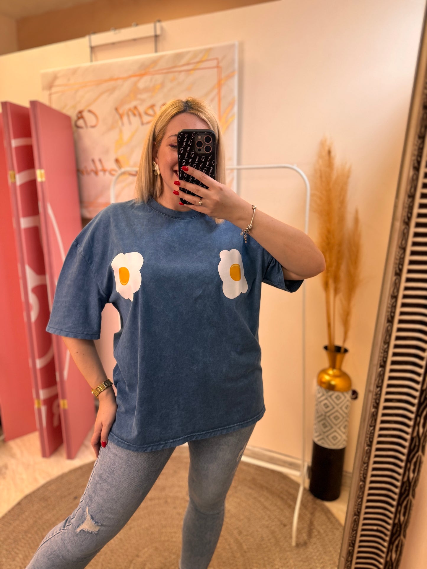 Eggs 🍳 Blue Oversized T-shirt