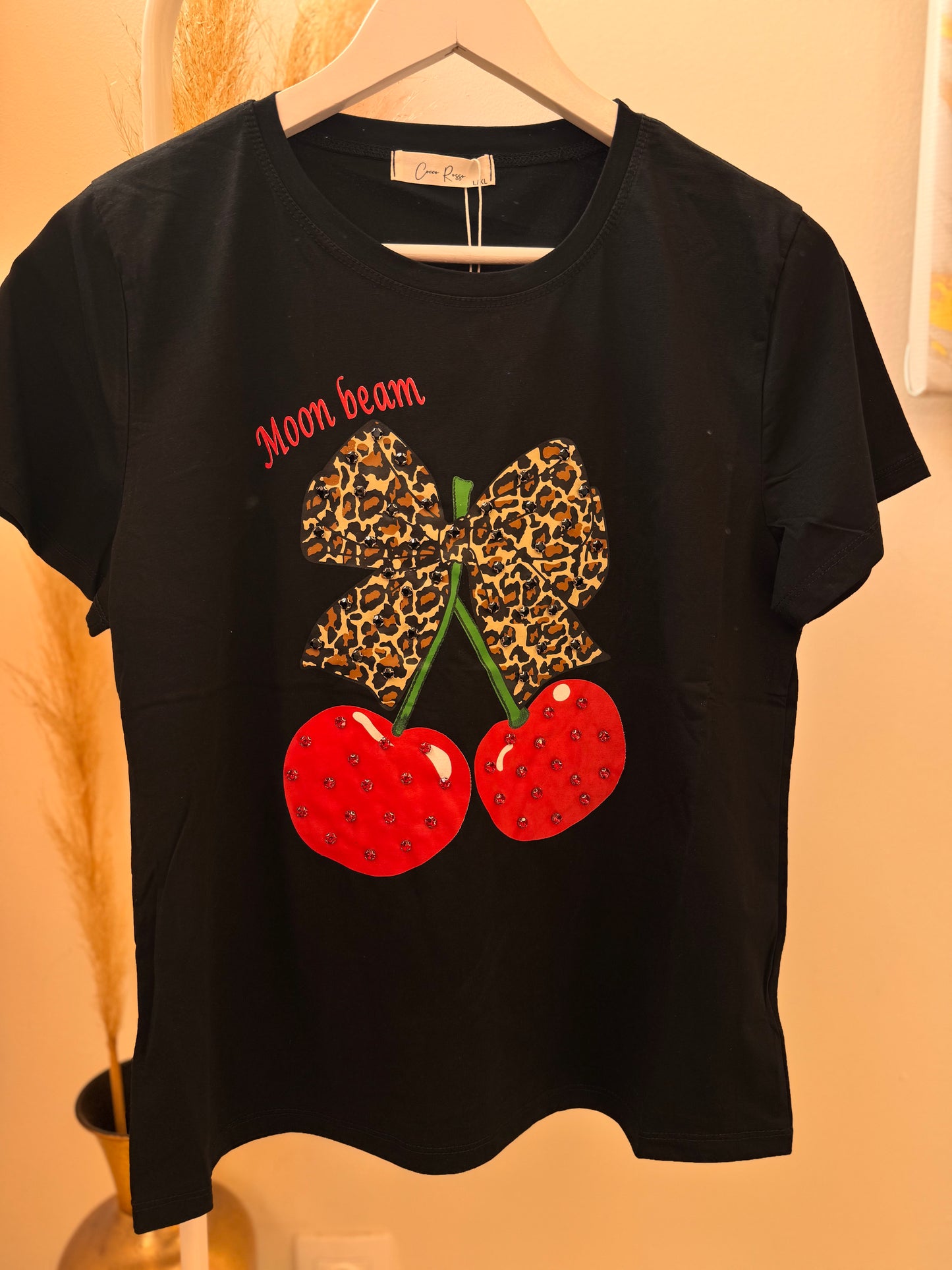 Cherry and Leopard Bow T-Shirt