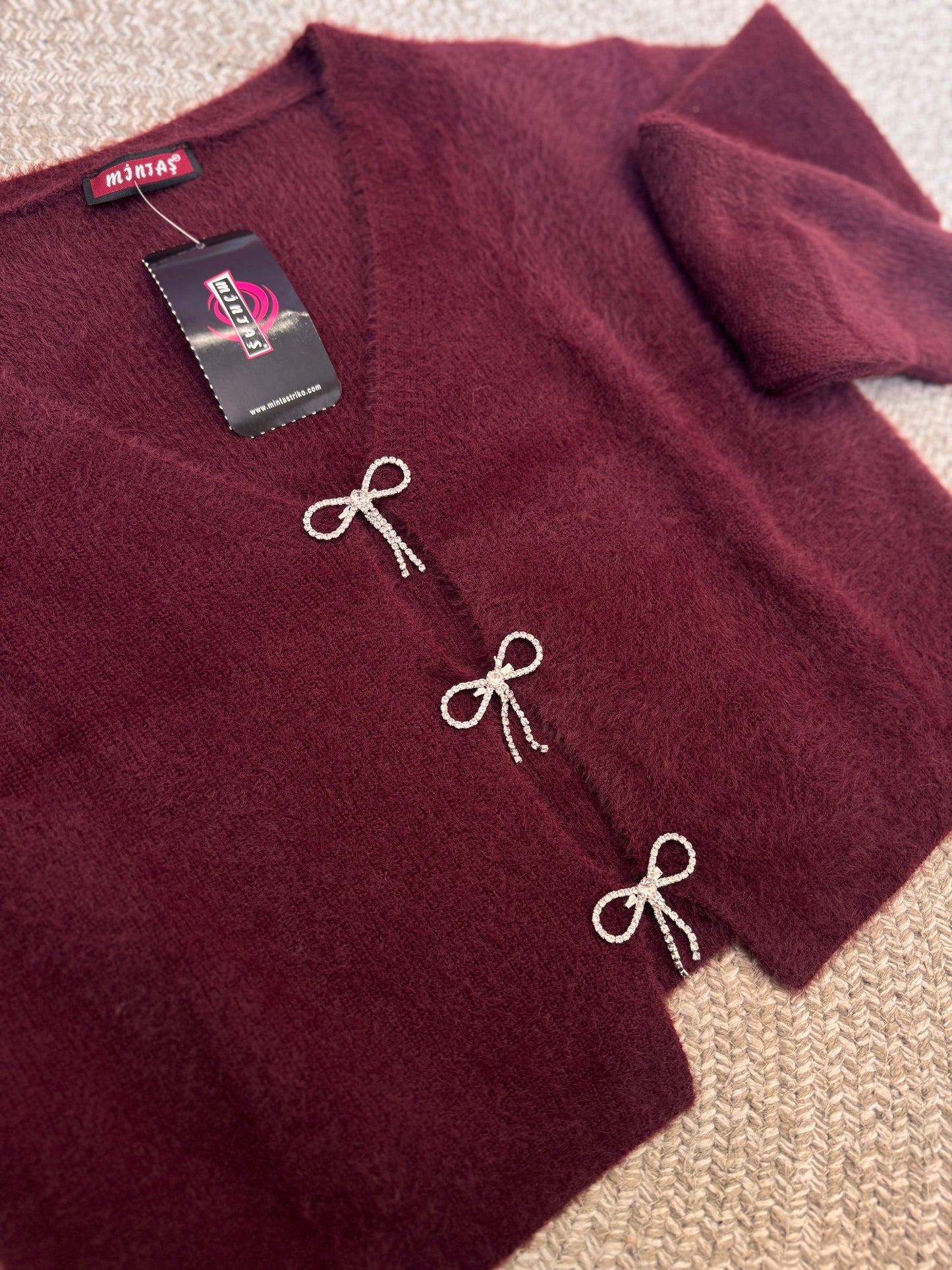 Strass Bow Jacket Bordeaux