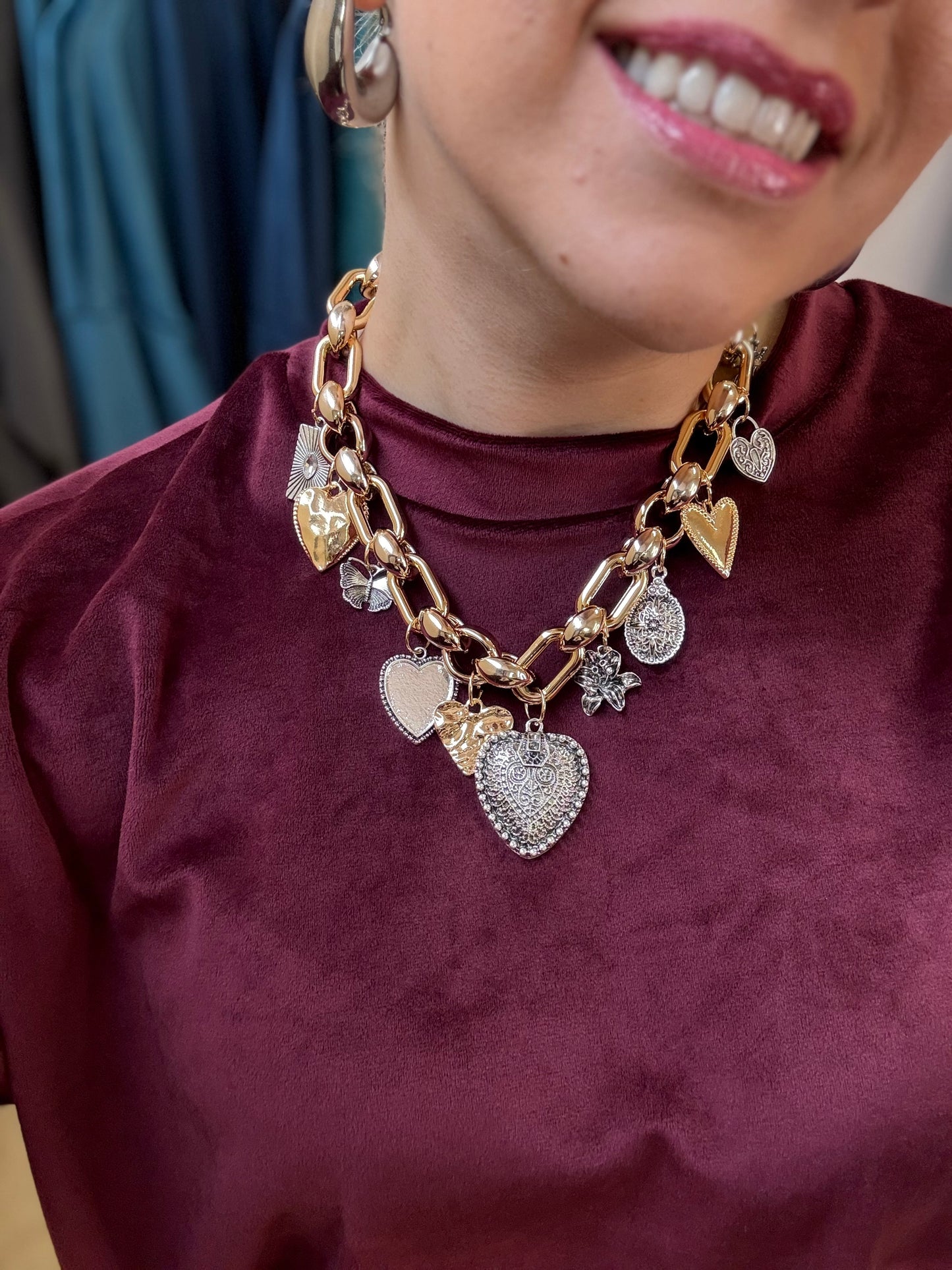 Big Chain Heart Gold-Silver