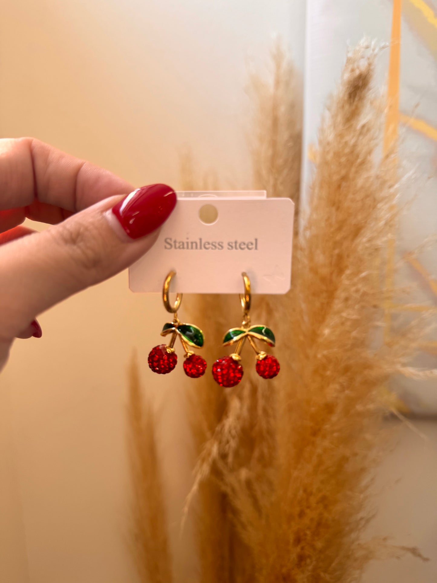 Strass Cherry Hoops