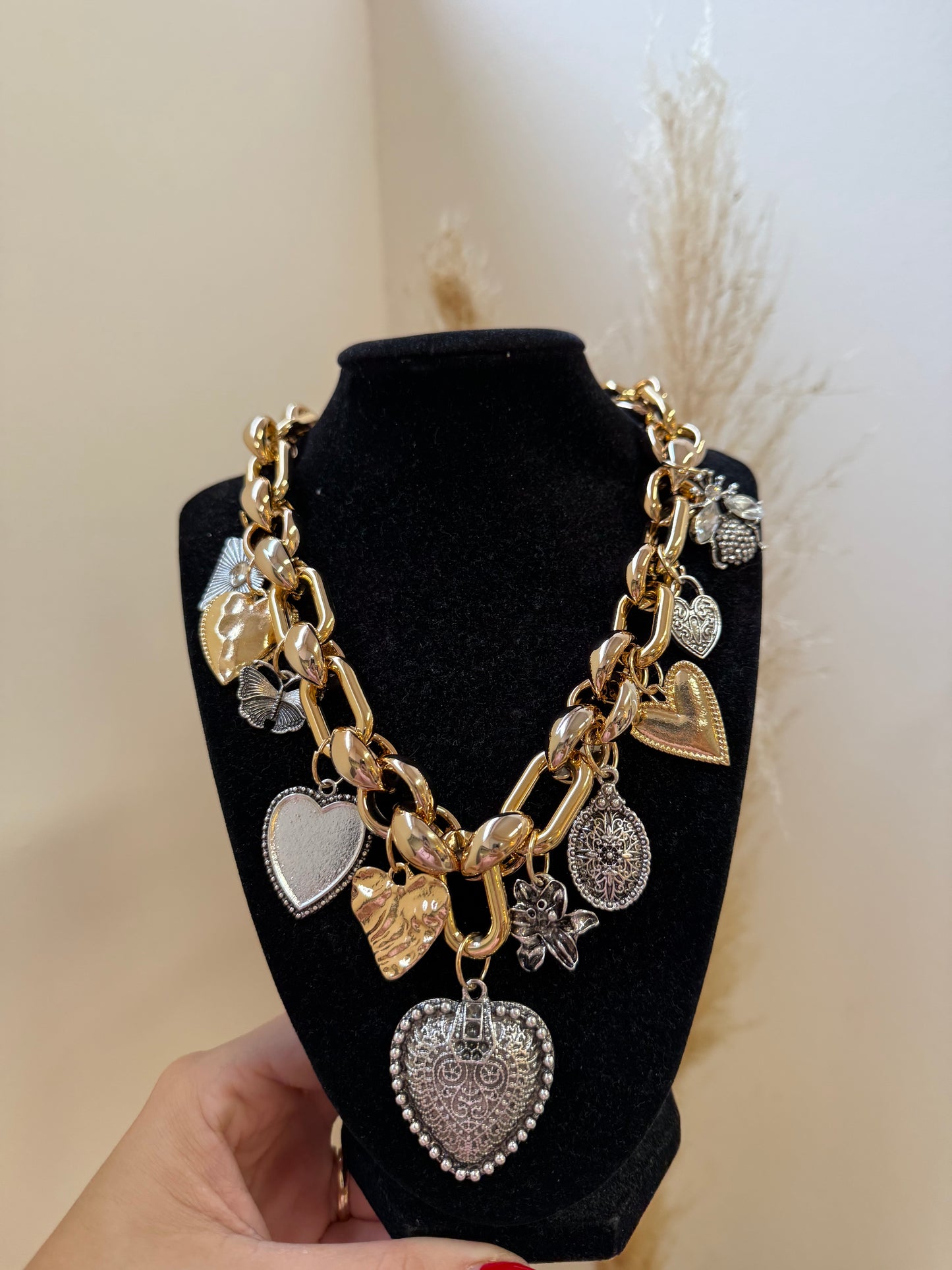 Big Chain Heart Gold-Silver