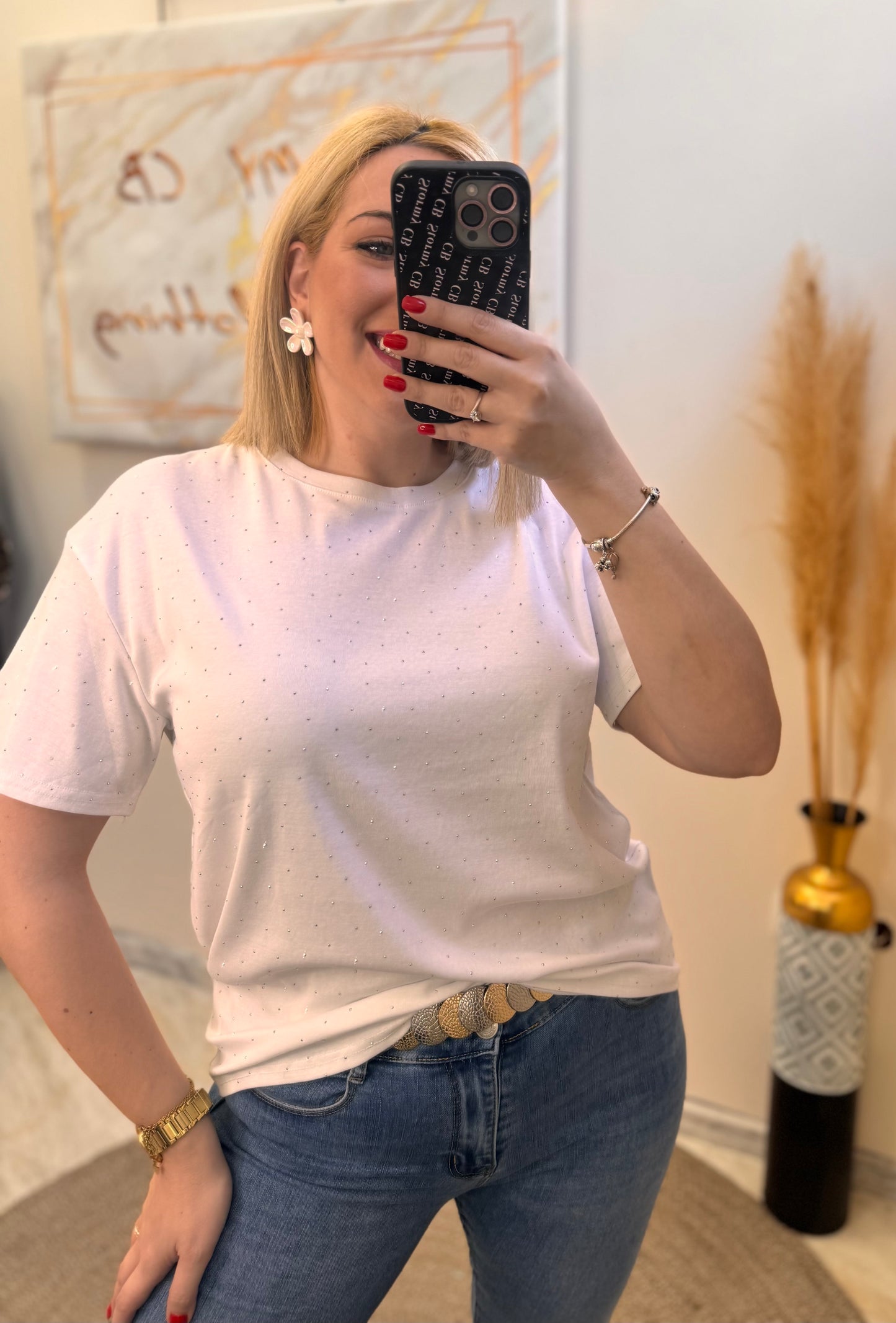 White Allover Strass T-shirt