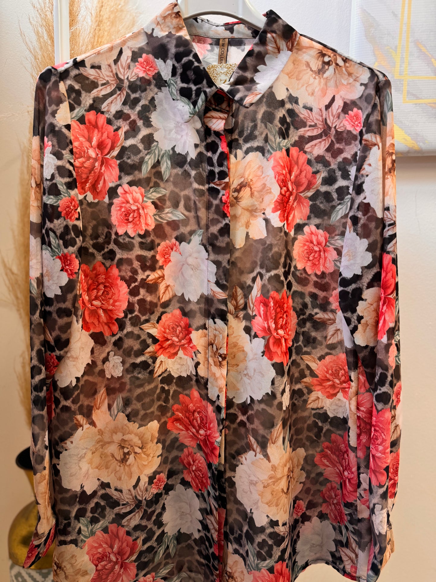 Leopard and Flowers Black
