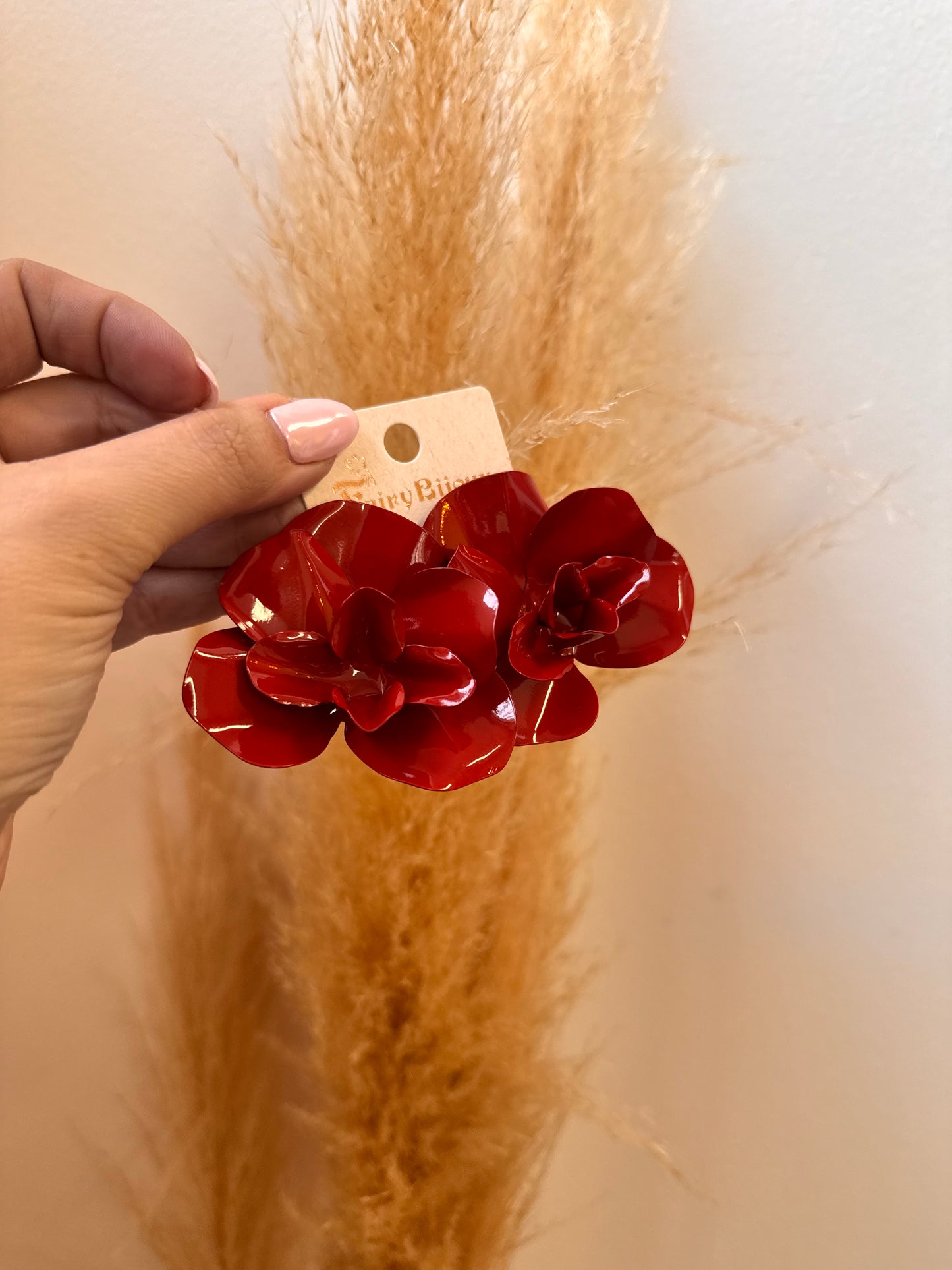 Flower Earrings Red