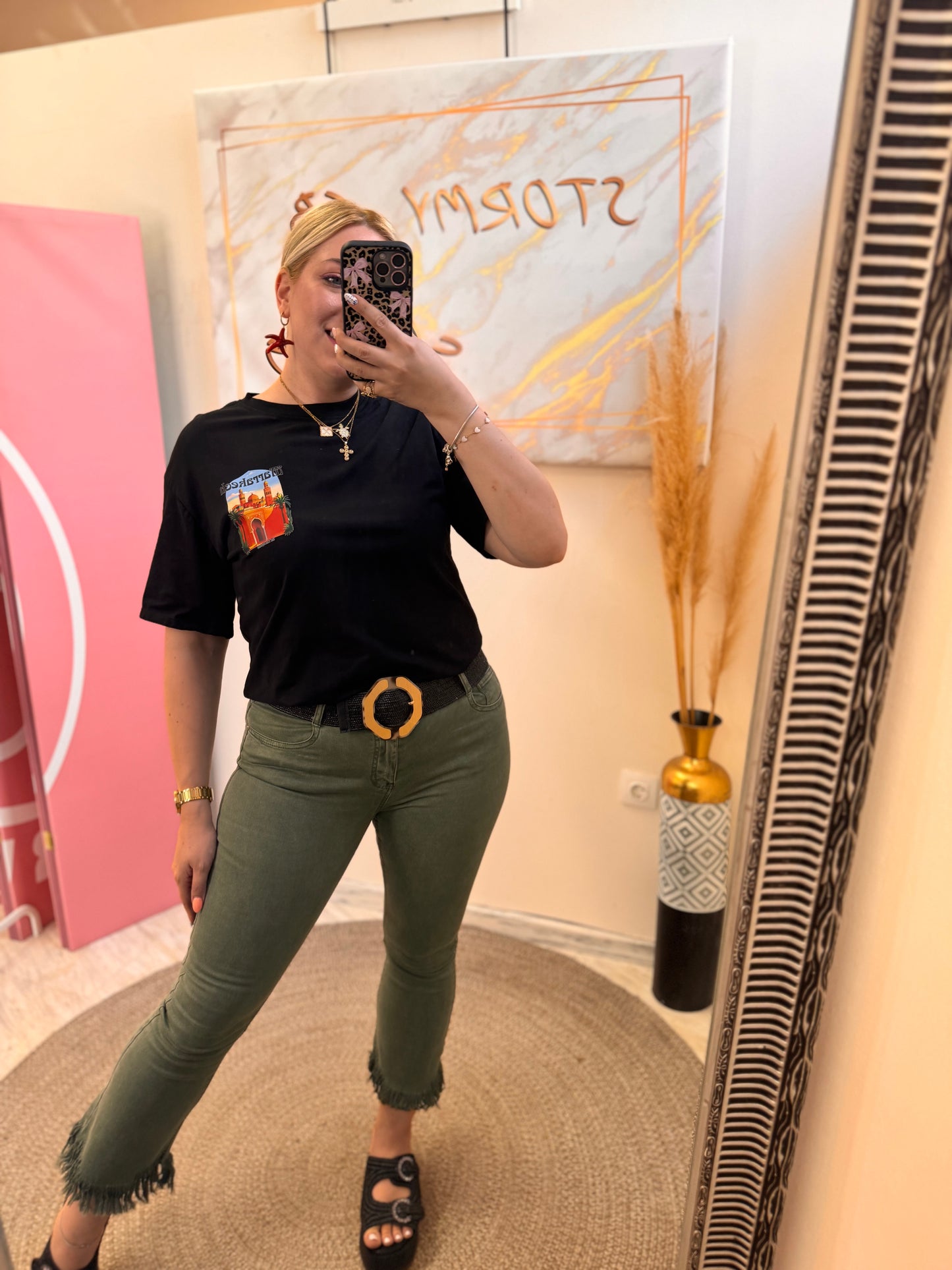 Elina Khaki Elastic Pant