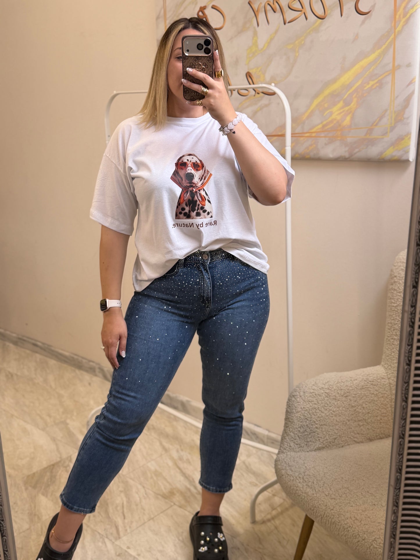 Nefeli Mom Fit Strass Jean