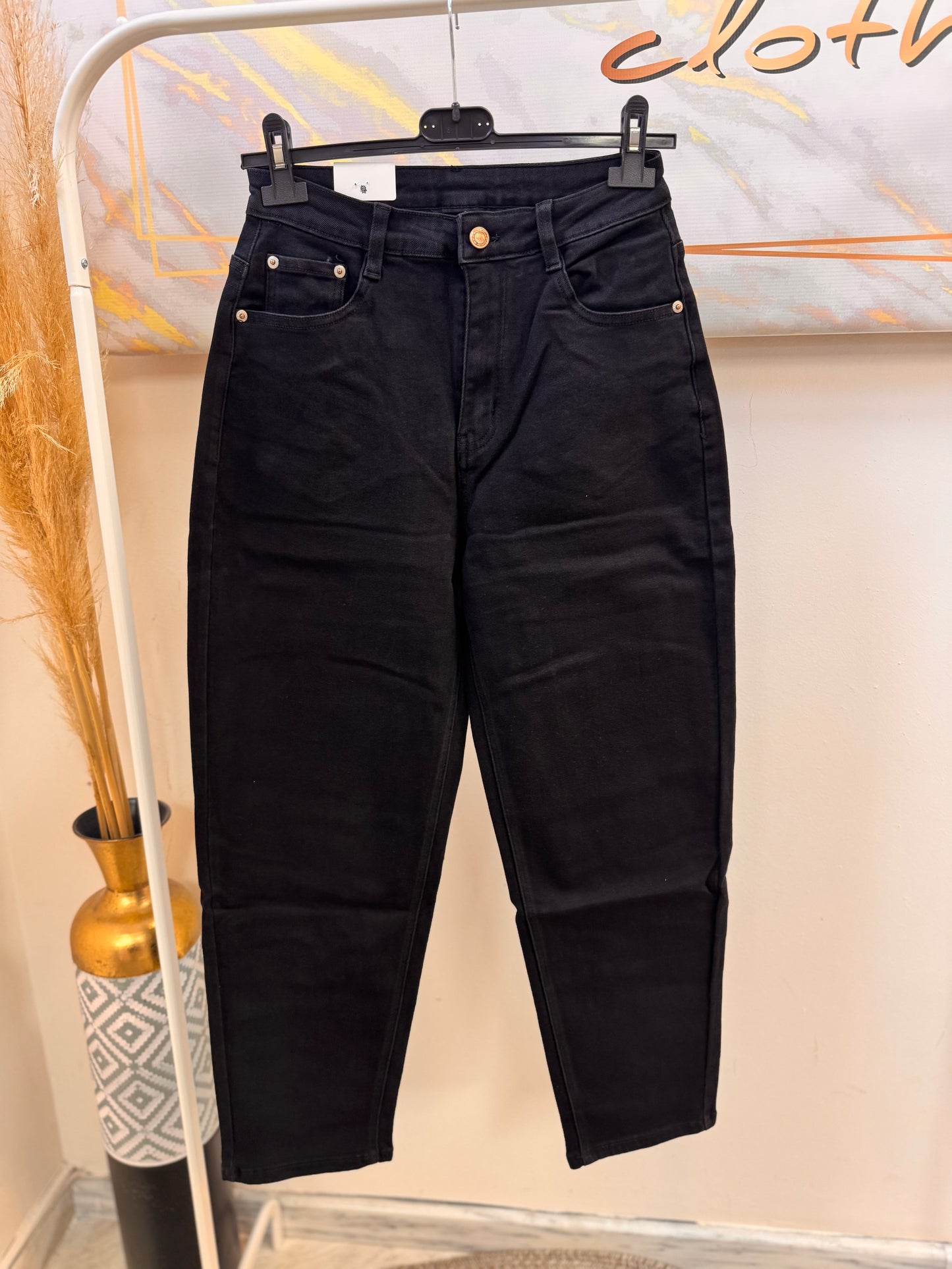 Katie Mom Fit Black Jean