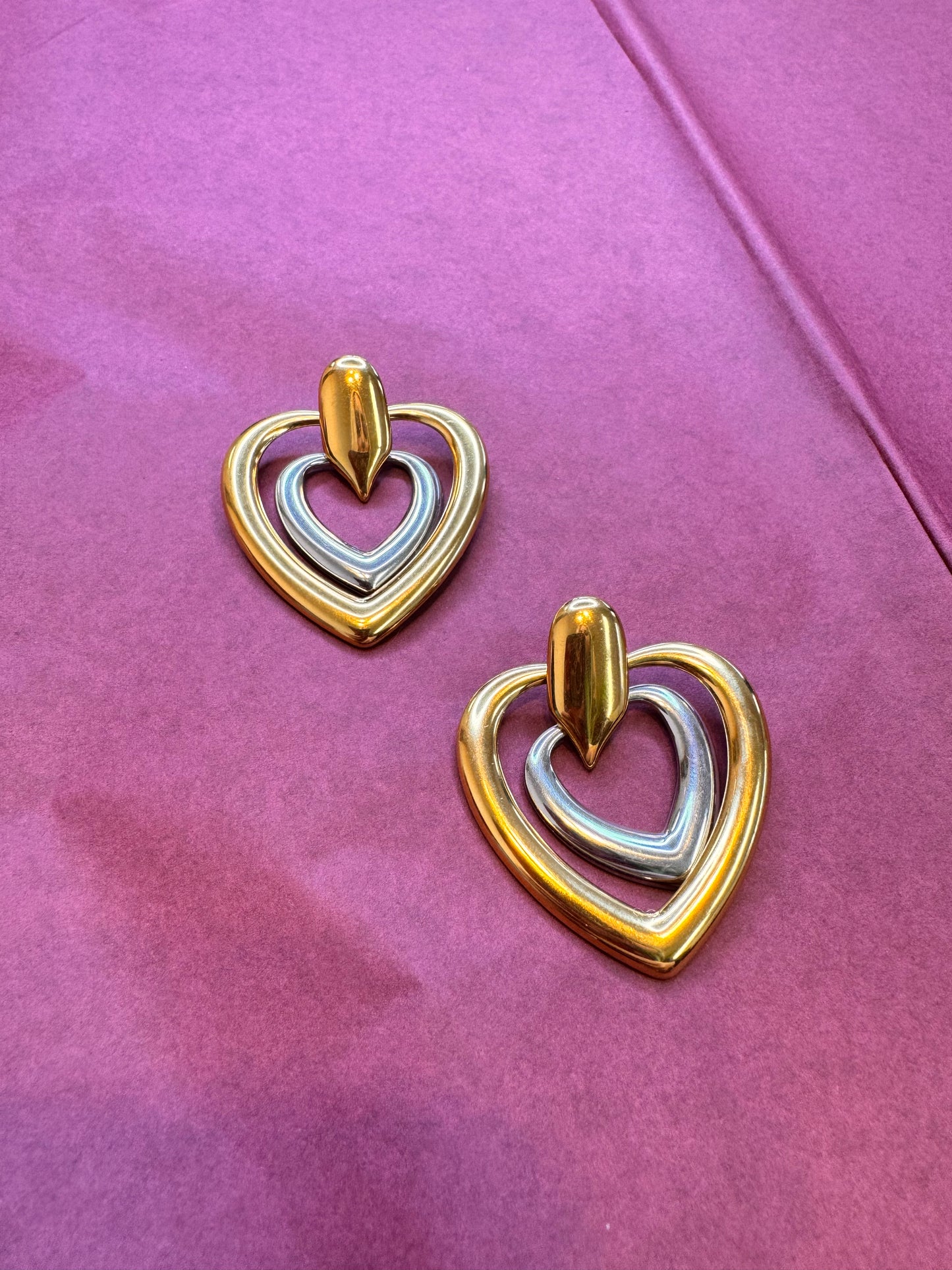 Double heart earrings