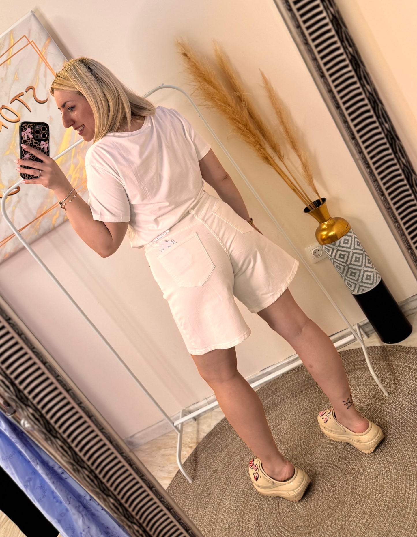 WIDE LEG WHITE VERMUDA