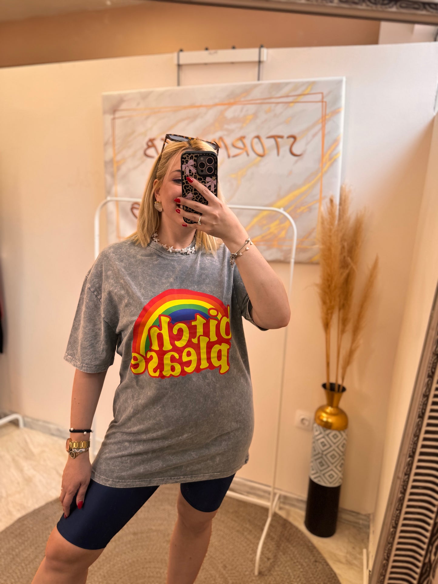 Bitch Please Grey Oversized T-shirt