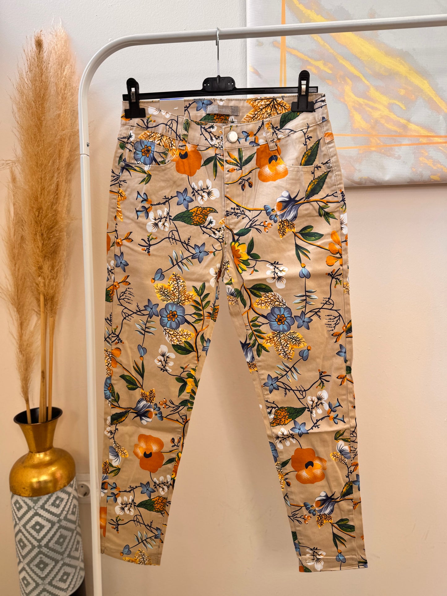Floral Beige-Plus Size Pant