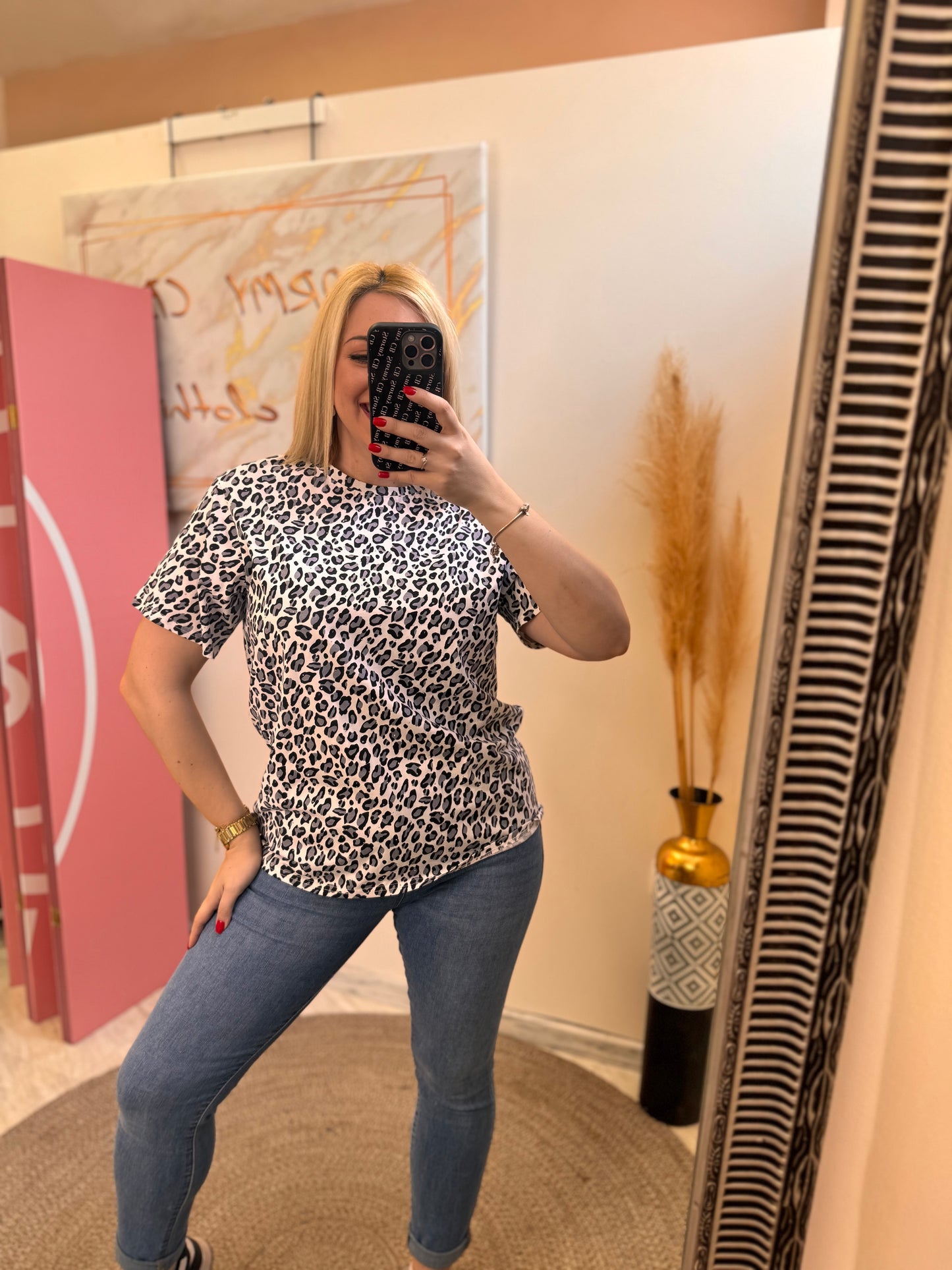 Grey Strass Leo T-shirt