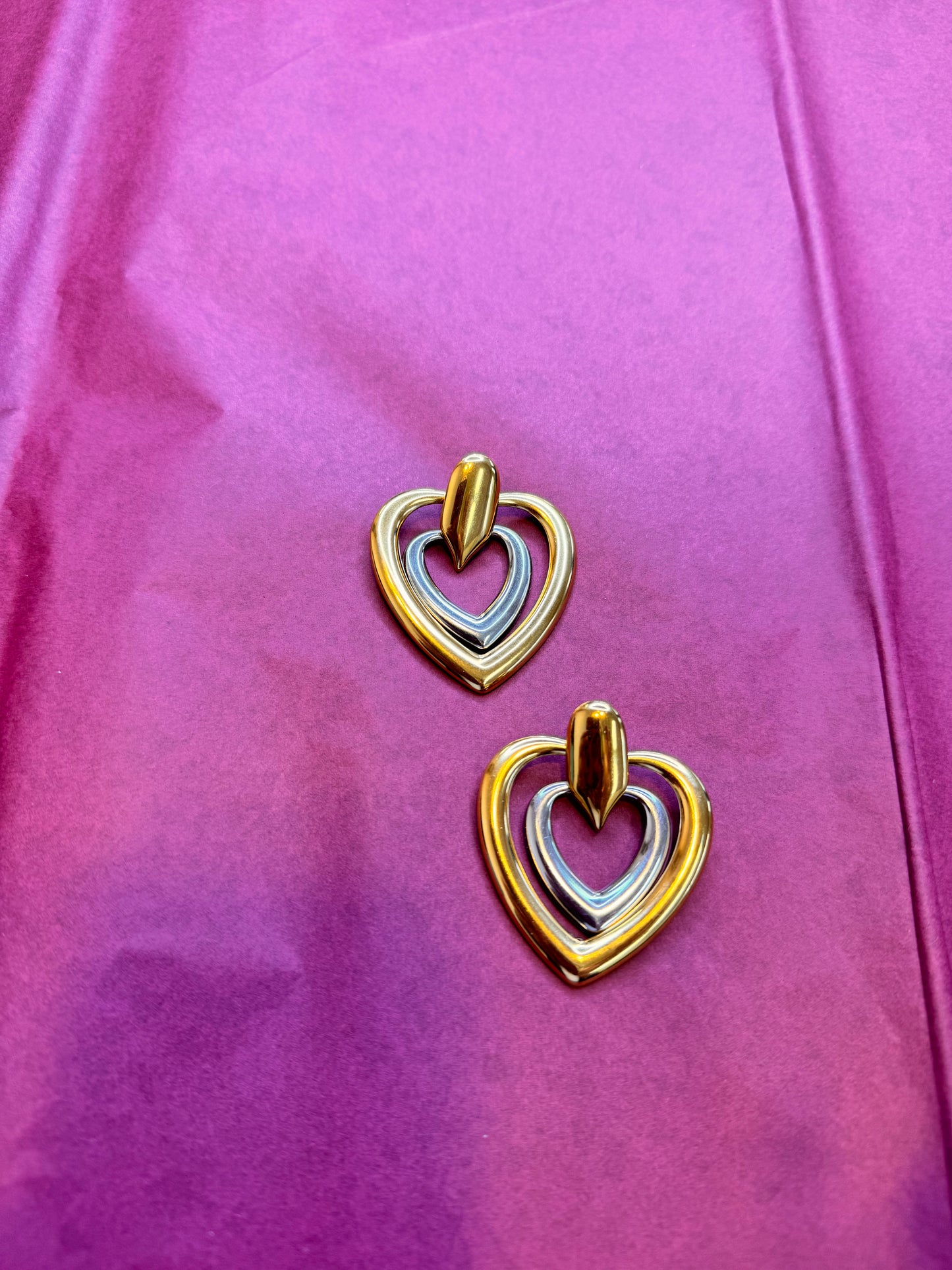 Double heart earrings