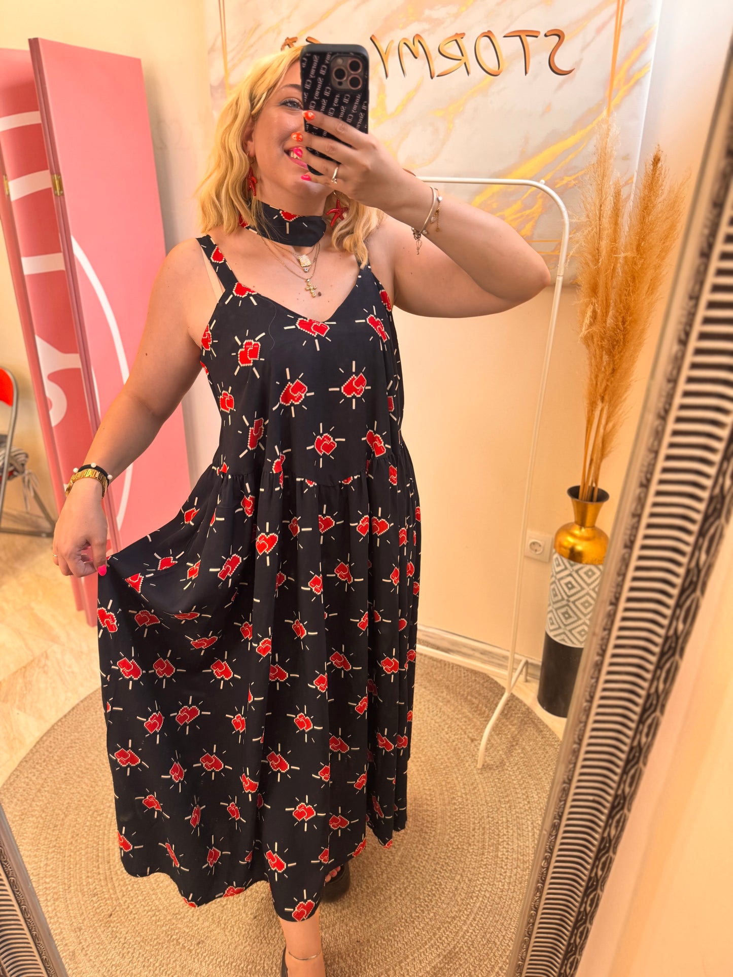 Pixel Heart MIDI Dress