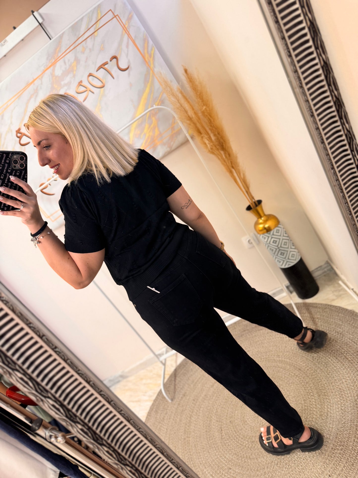 Katie Mom Fit Black Jean