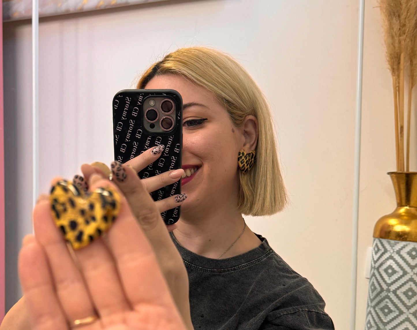 Leopard Heart Earrings