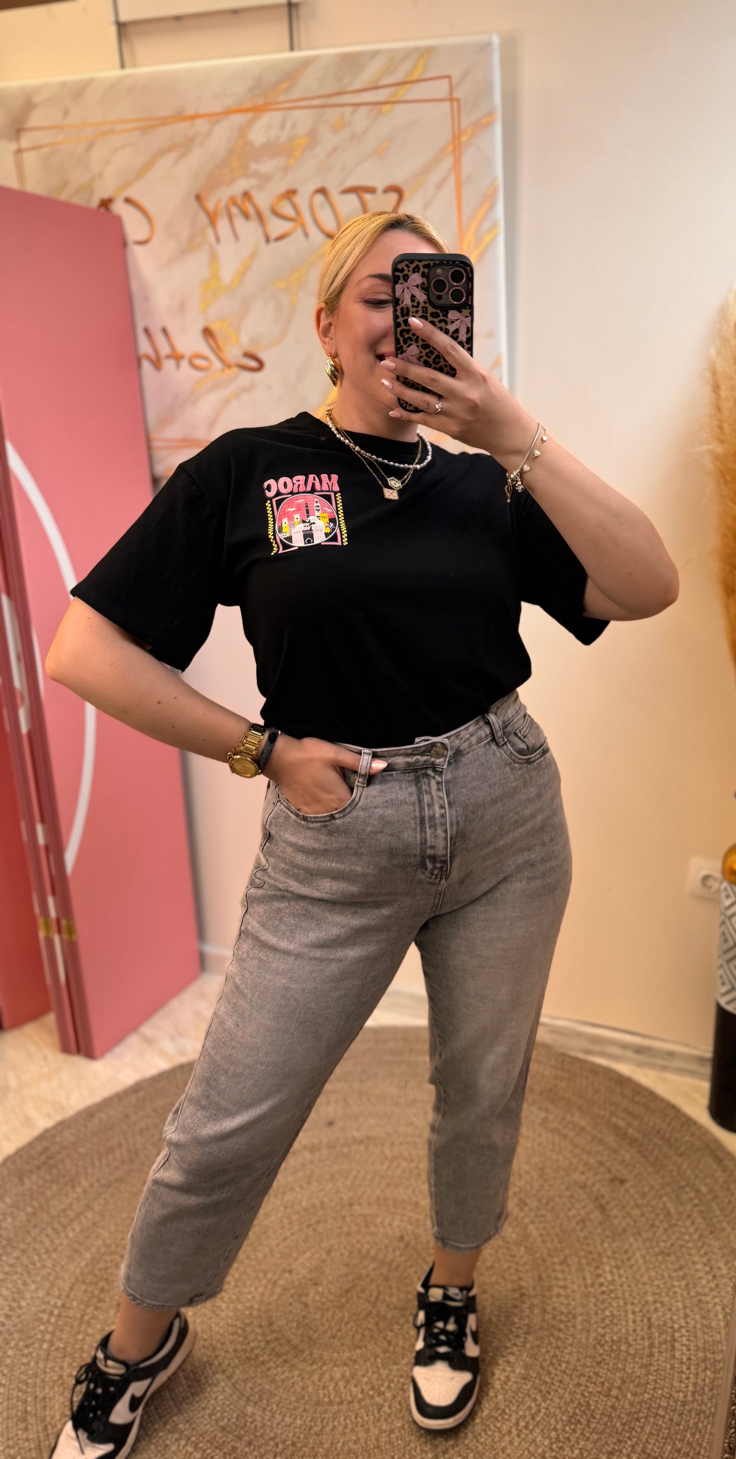 Adelina Mom Fit Light Grey Jean
