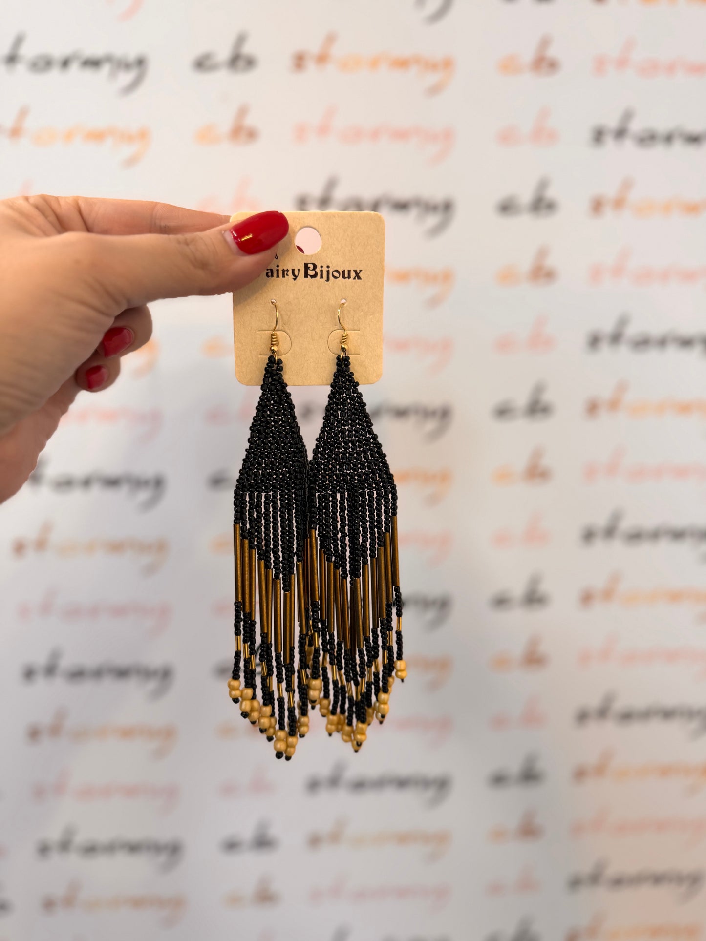Boho Earrings Black Large